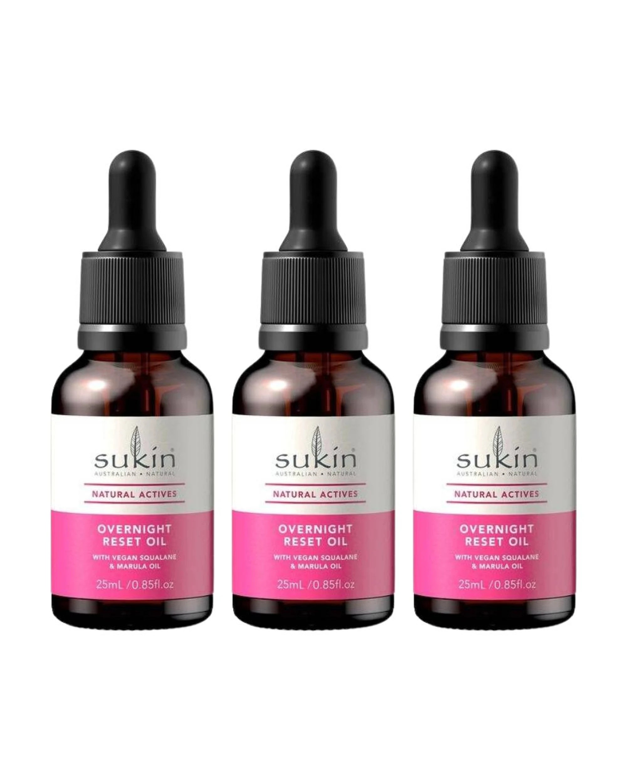 1 3 x Sukin Natural Actives Overnight Reset Facial Oil 25mL, 1 of 7