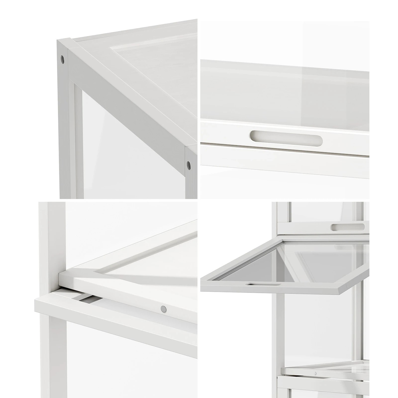 5 Oikiture Display Cabinet Storage 5-Tier Shelves Bookcase Clear Stand Rack - White, 5 of 8