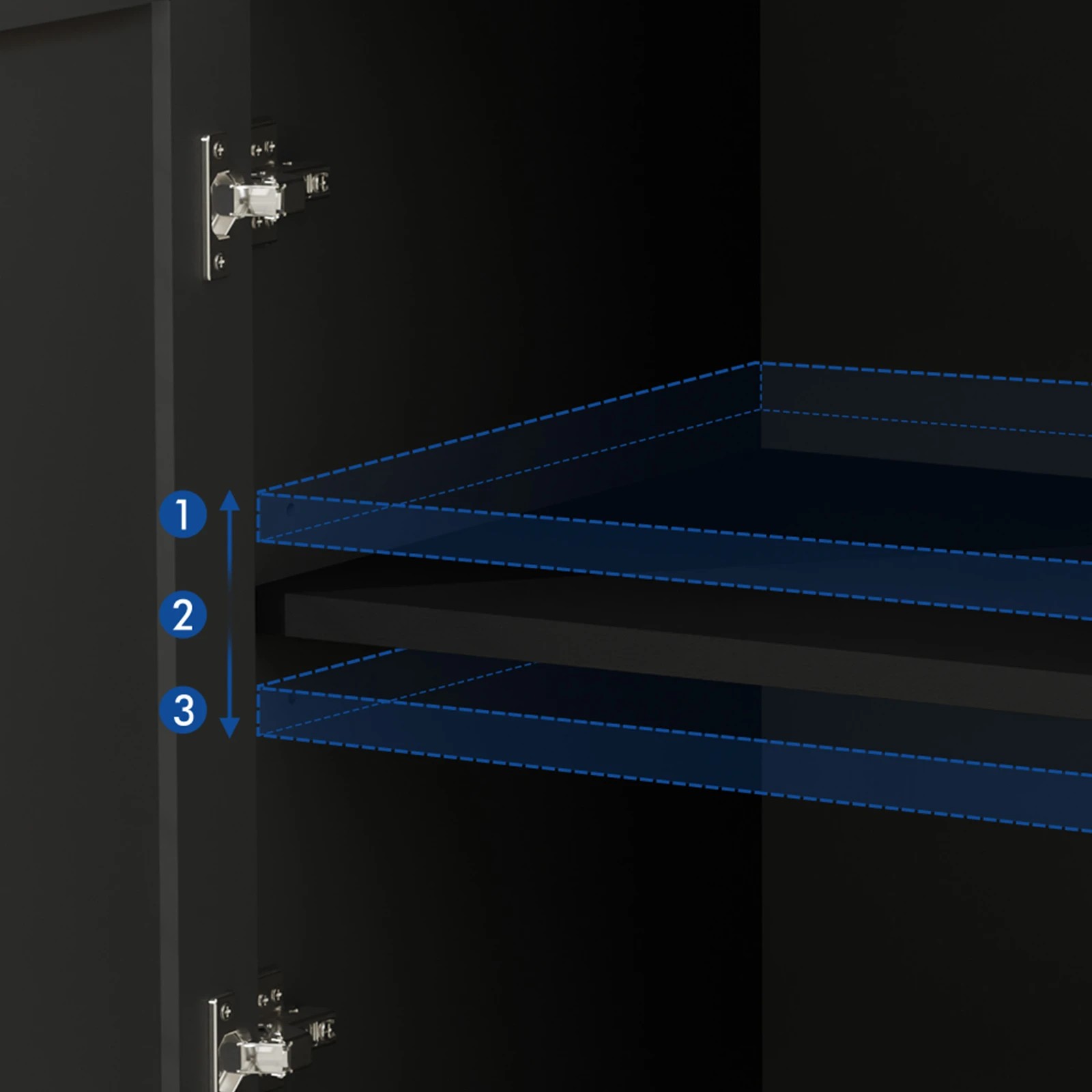 4 Alfordson Buffet Sideboard 3 Doors Cupboard Cabinet Storage Rattan Pantry - Black, 4 of 9