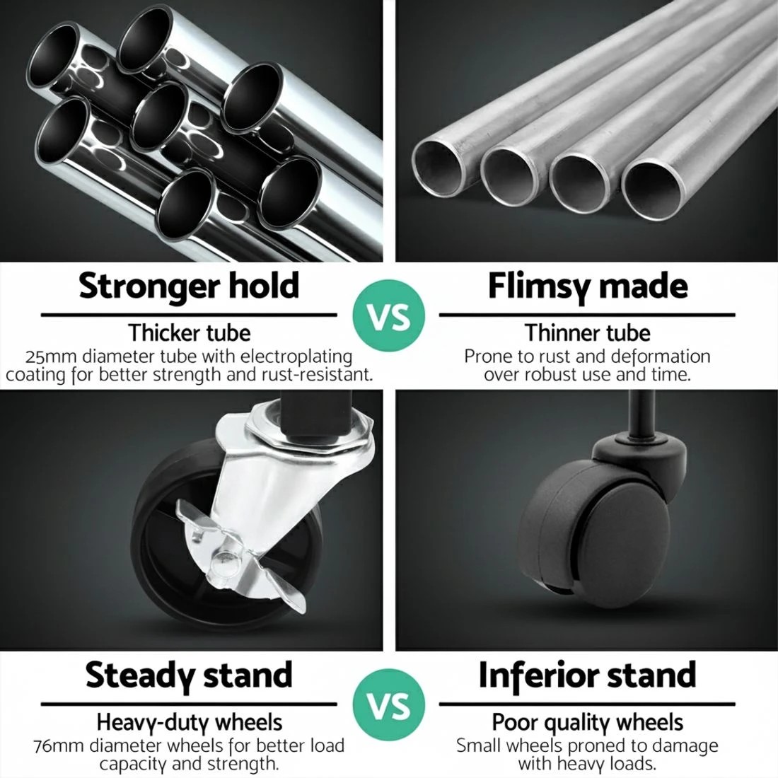 4 Artiss Clothes Rack Double Rod Airer Rail Coat Stand Adjustable Hanger - Multi, 4 of 5