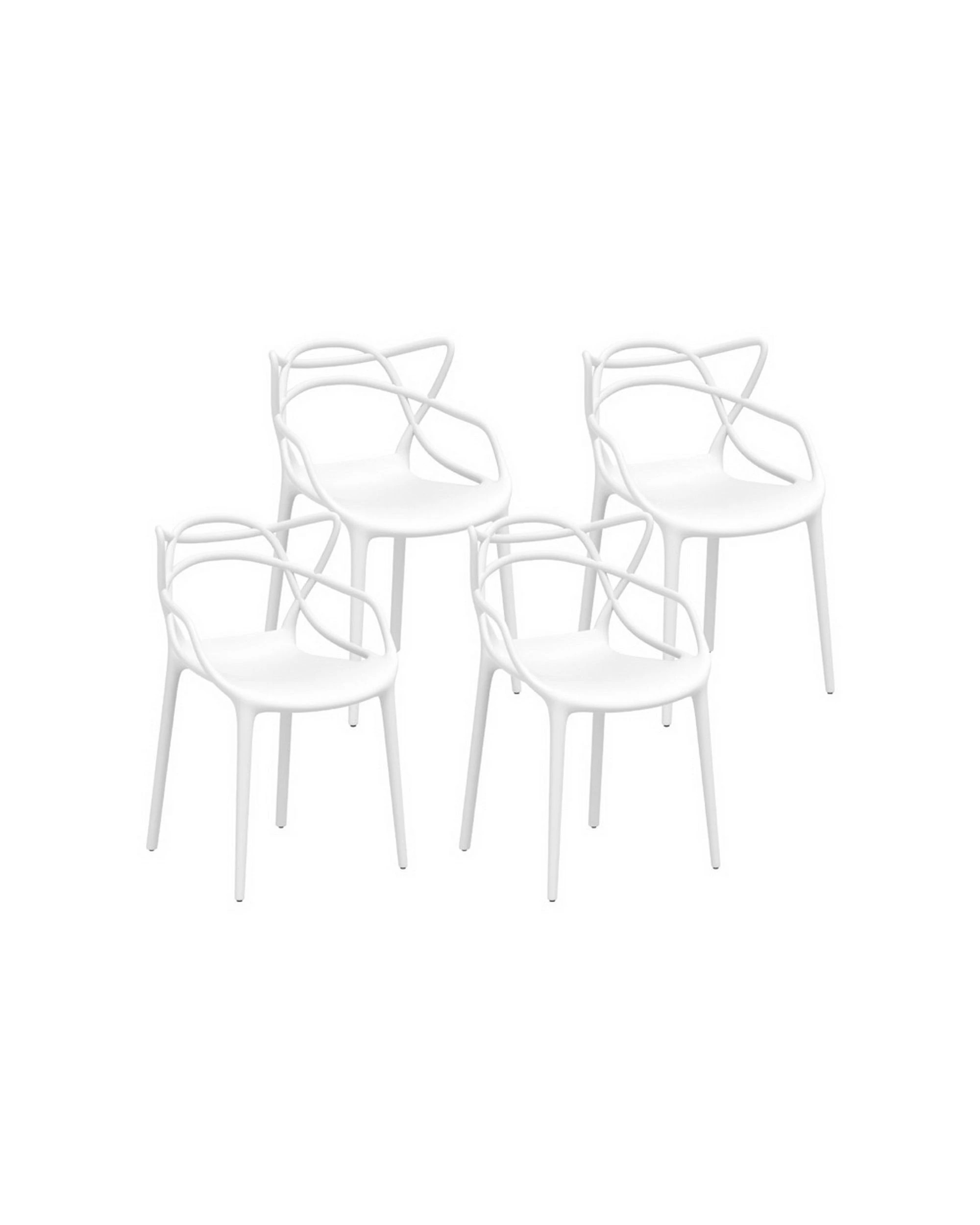 1 Gardeon 4pc Outdoor Dining Chairs Pp Portable Stackable Chair Patio Furniture
 - White, 1 of 2