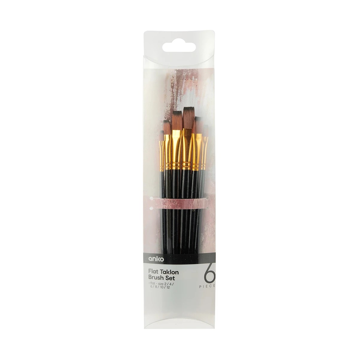 1 6 Pack Flat Taklon Brush Set, 1 of 5