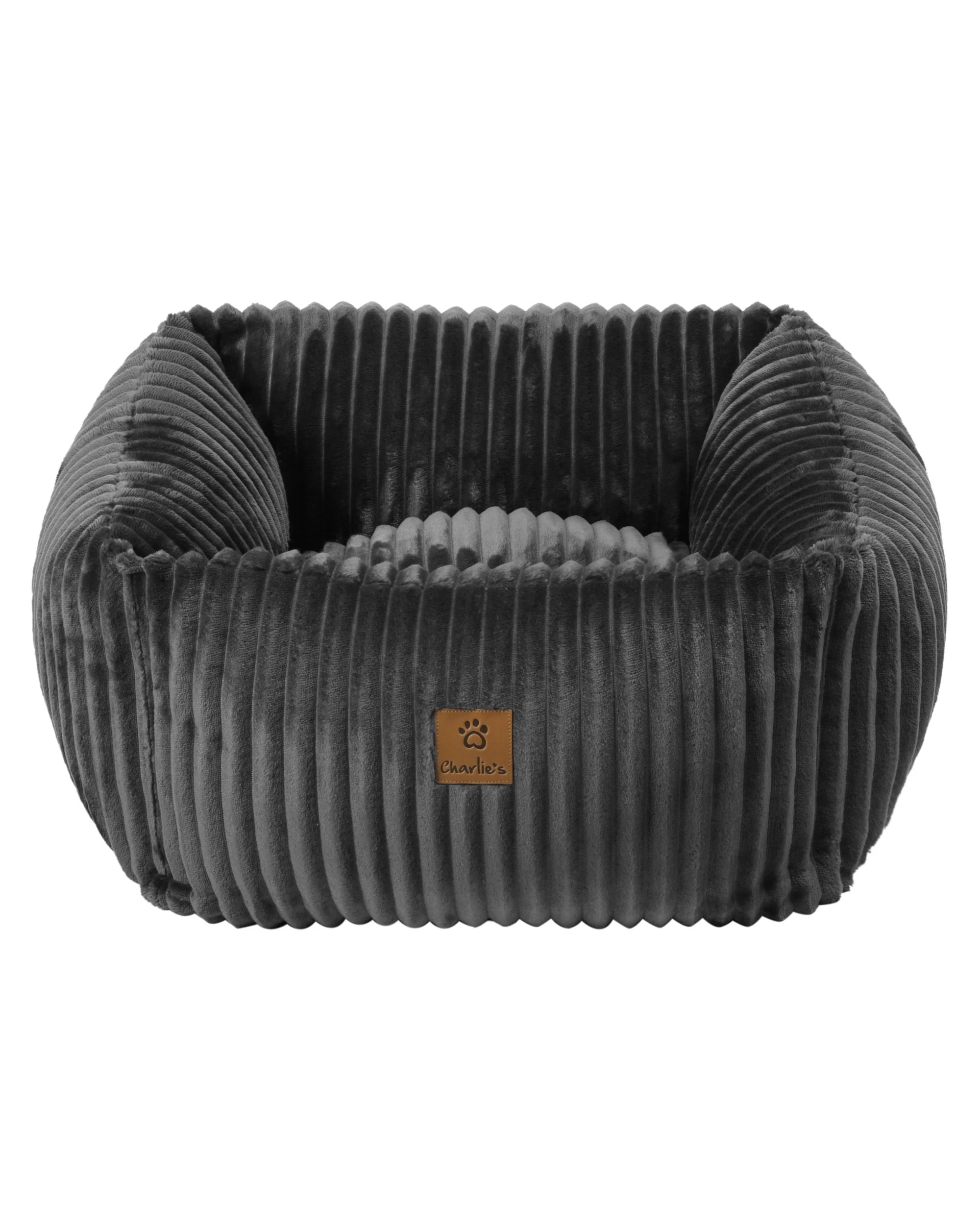 2 Charlie's Ascher Plush Corduroy Square Pet Nest Bed Medium - Grey, 2 of 7