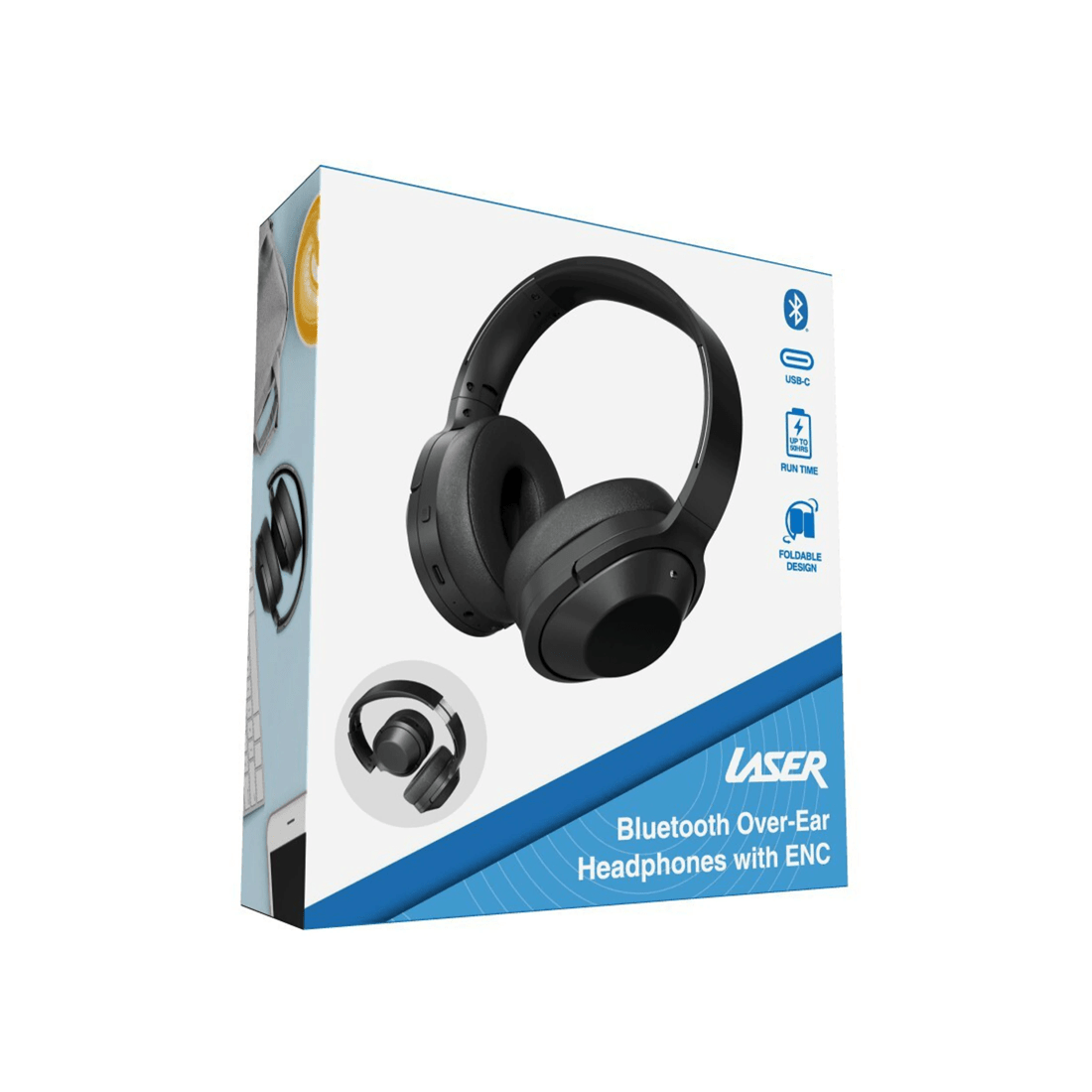2 Laser Wireless Bluetooth Enc Over-ear Headphones Headset With Microphone - Black, 2 of 8