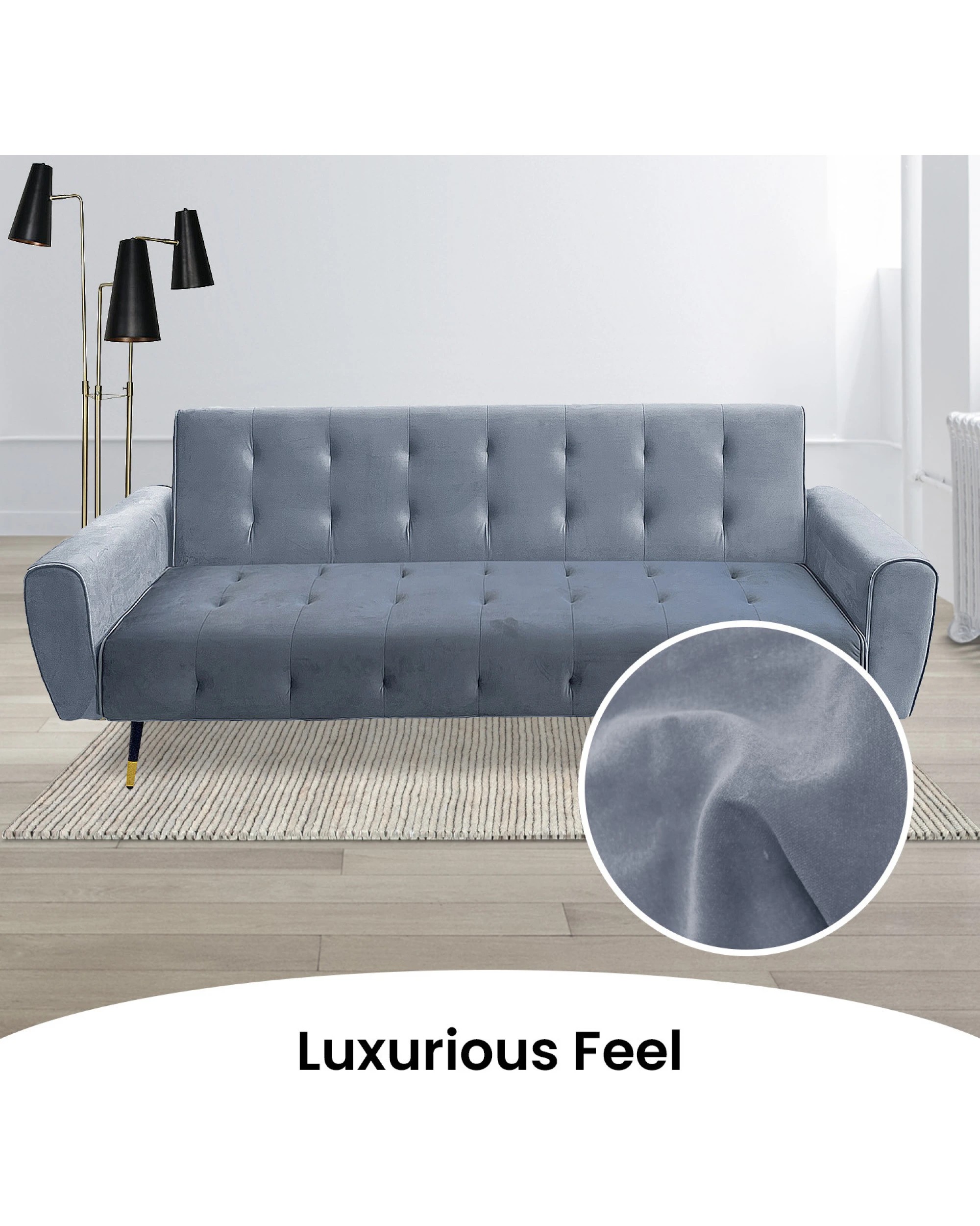 8 Ava Tufted Velvet Sofa Bed by Sarantino, 8 of 8