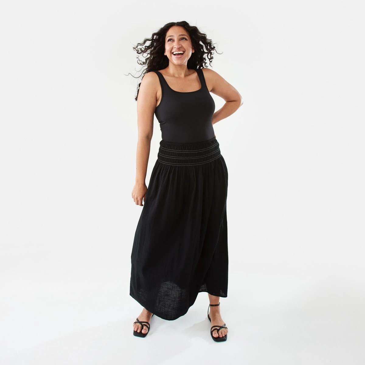 2 Rouched Maxi Skirt Black, 2 of 8