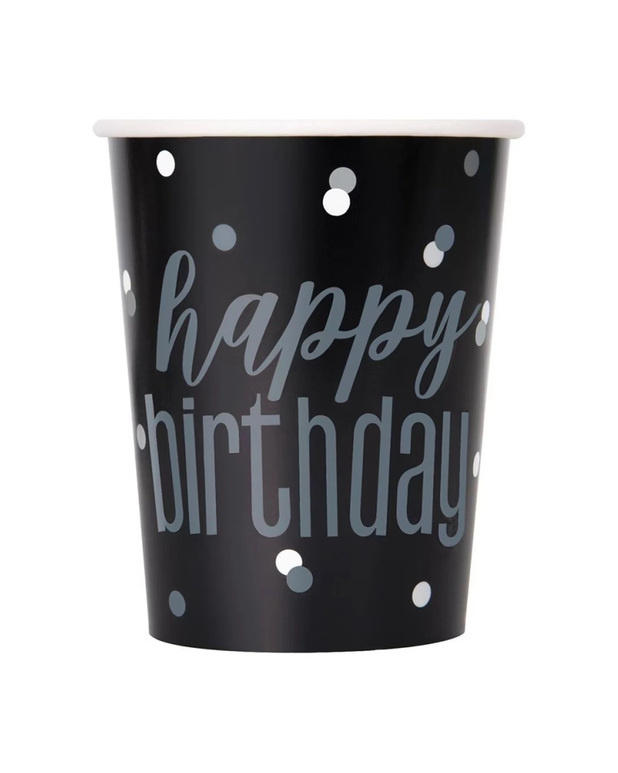 2 Meteor Party 8pc Disposable Paper Cups Tableware 270mL Happy Birthday - Black, 2 of 2