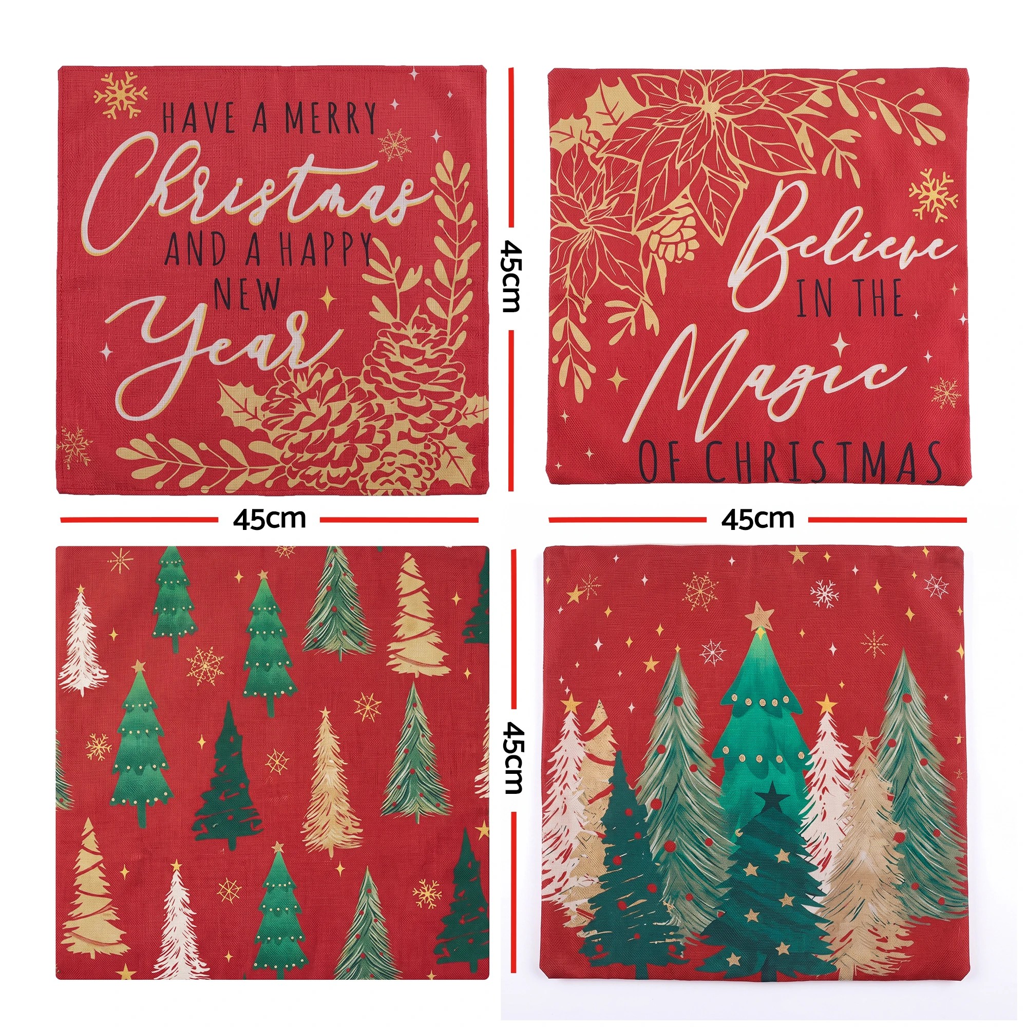 3 Jingle Jollys Christmas Cushion Covers Set of 4 Pillow Covers 45x45cm With 4 Cute Patterns Christmas Decor - Multi, 3 of 8