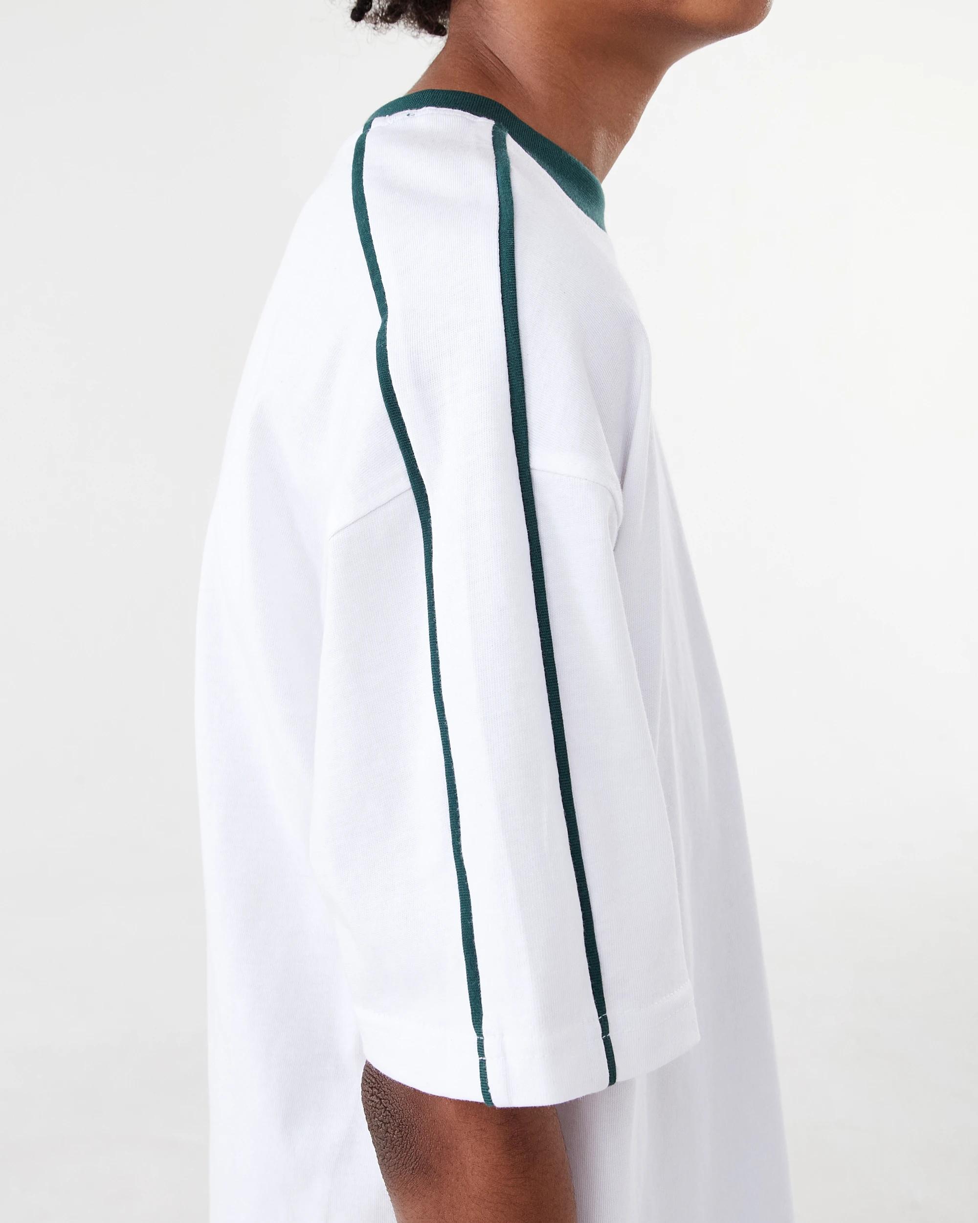 6 Short Sleeve Oversized Piped T-shirt Wht Varsit, 6 of 8