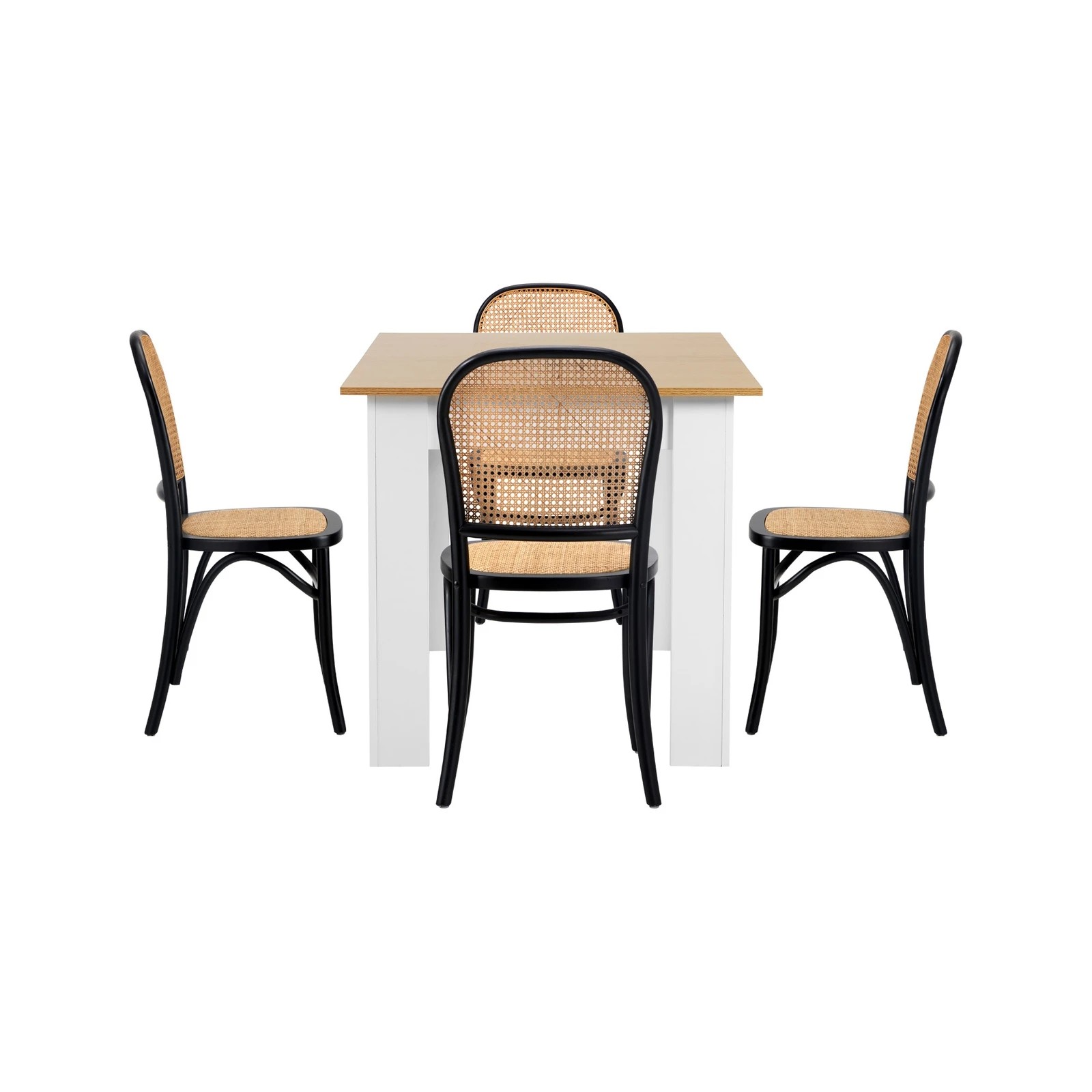 9 Oikiture 160cm Extendable Dining Table with 4PCS Dining Chairs Rattan - Multi, 9 of 9