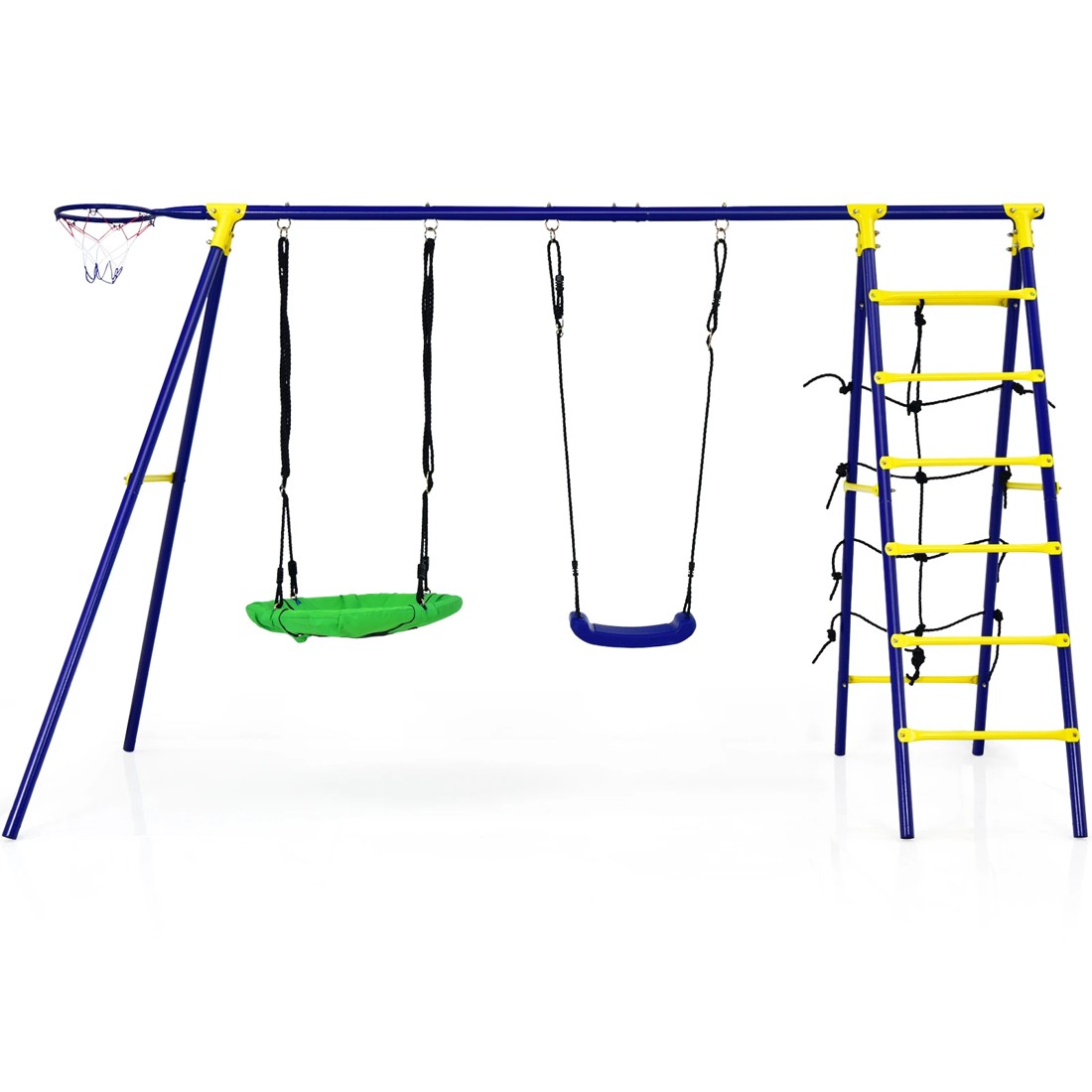 1 Costway 5-IN-1 Metal Climb & Swing Set Outdoor Playground, 1 of 2