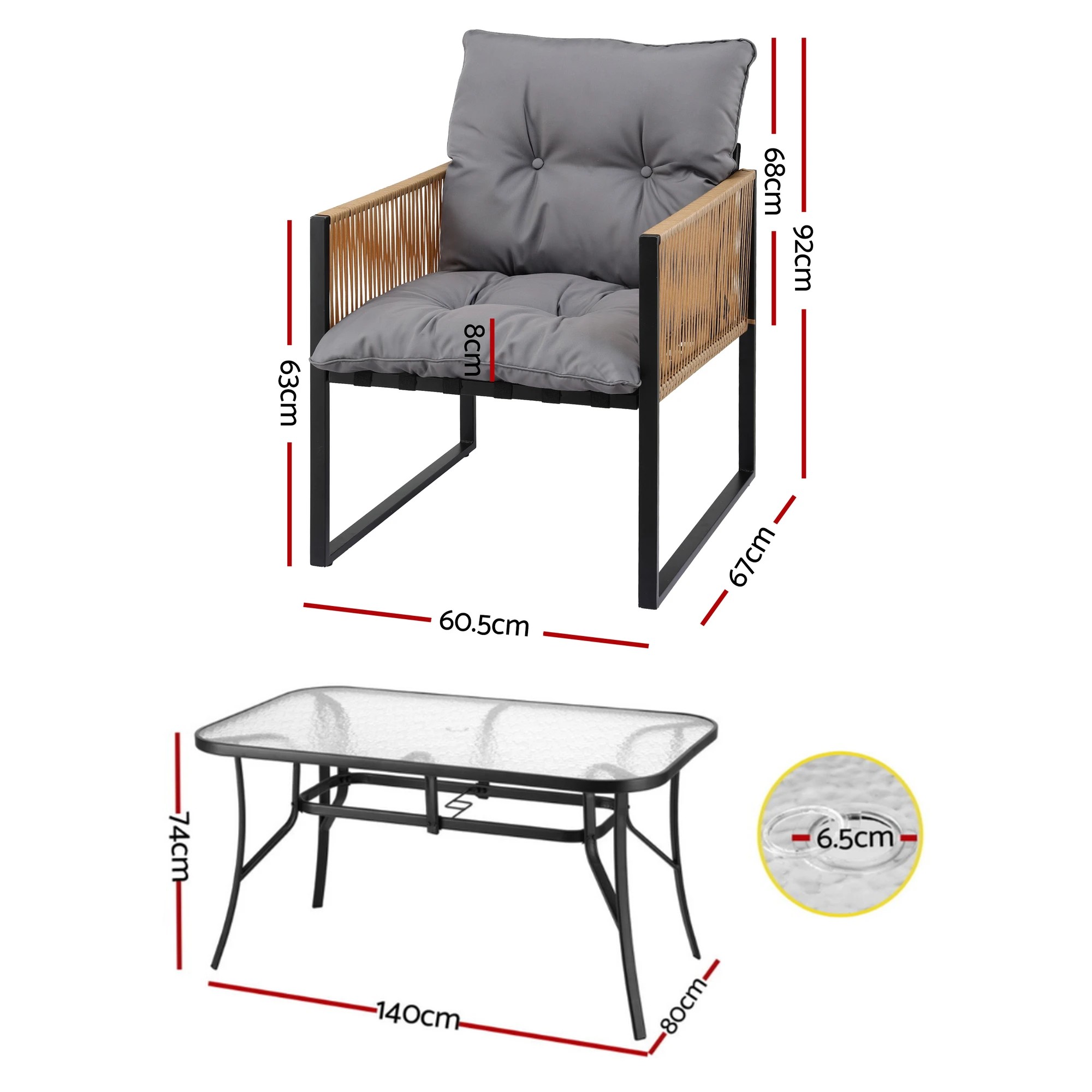 Gardeon 5PC Outdoor Dining Set 140CM Table and Chairs Patio Furniture ...