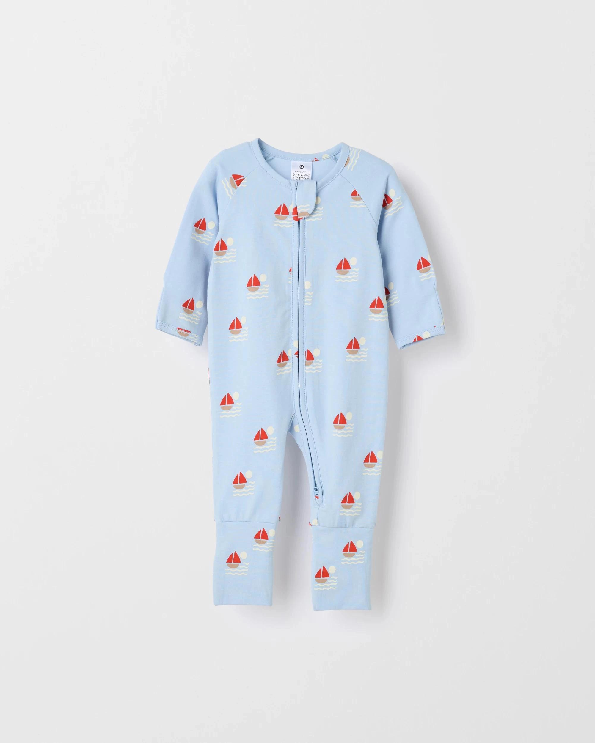 1 Target Baby Baby Organic Cotton Footless Coverall SAIL BOATS, 1 of 2
