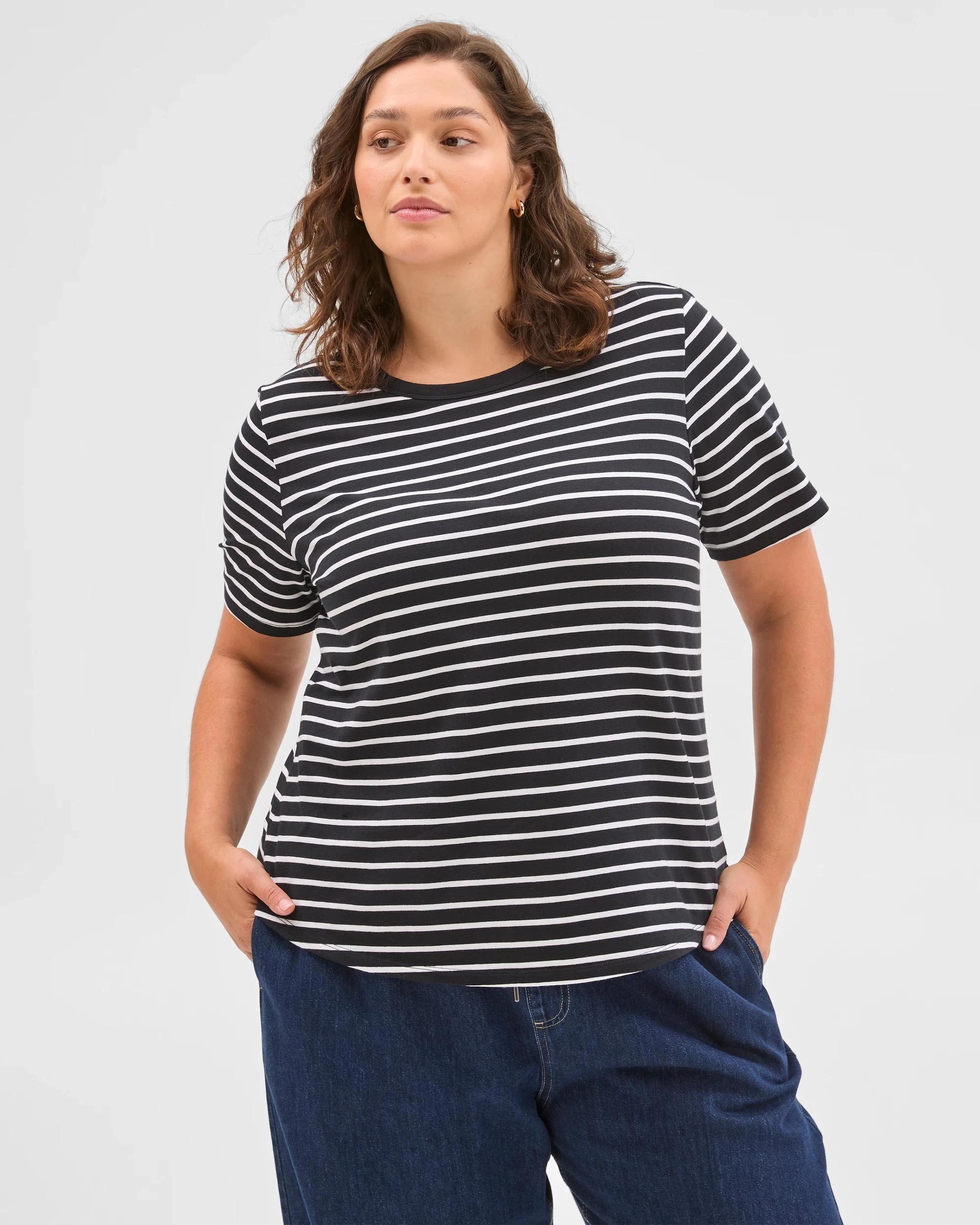 3 Target Curve Plus Size Australian Cotton T-Shirt STRIPE, 3 of 6