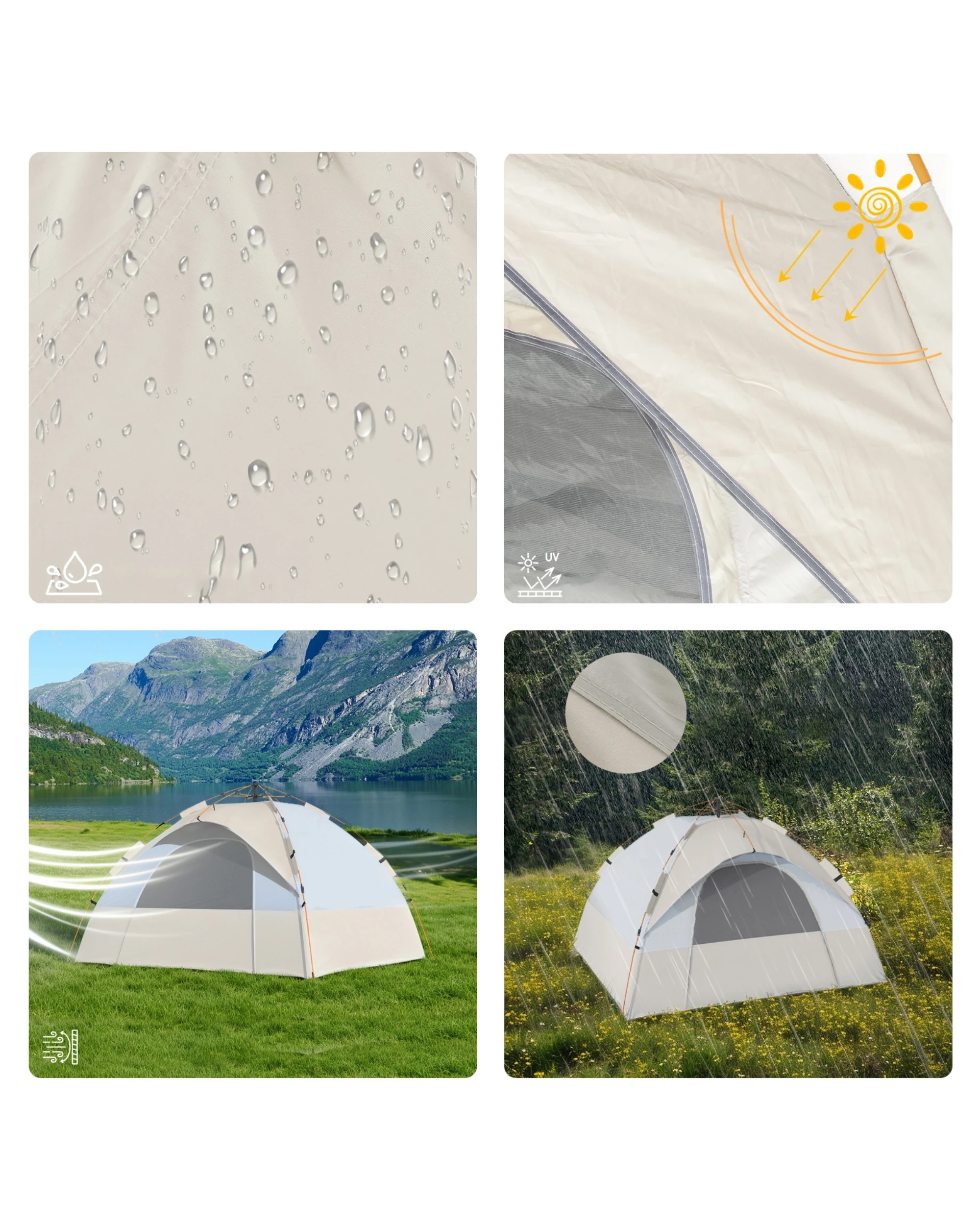 7 Advwin Pop-Up Camping Tent 3-4 Person Outdoor Beach -Beige, 7 of 8