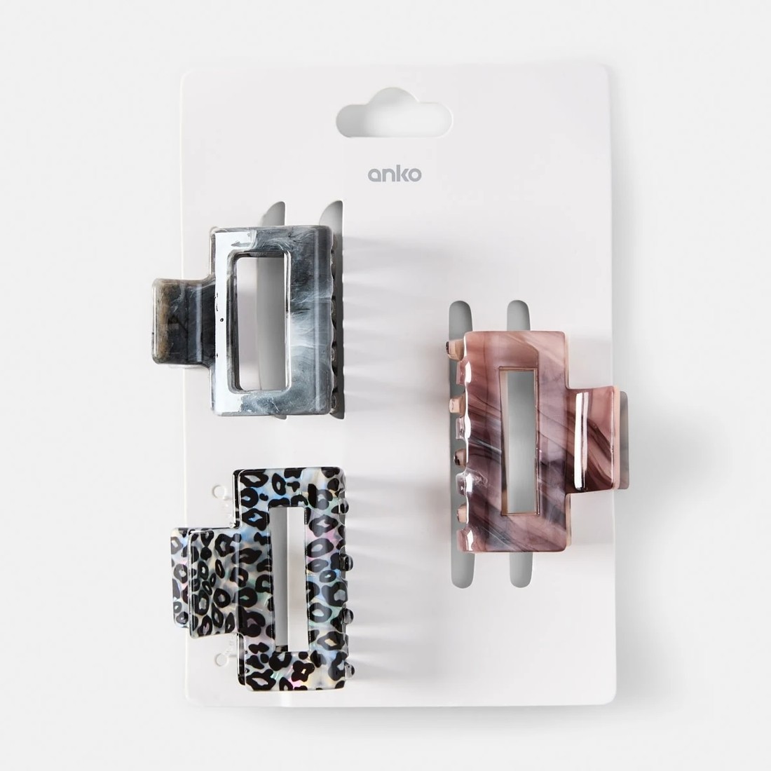 4 3 Pack Small Rectangle Claw Hair Clips, 4 of 4