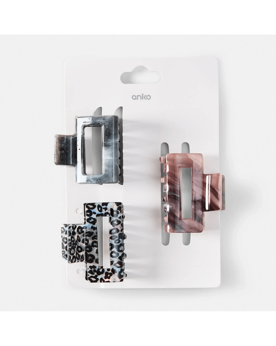 4 3 Pack Small Rectangle Claw Hair Clips, 4 of 4