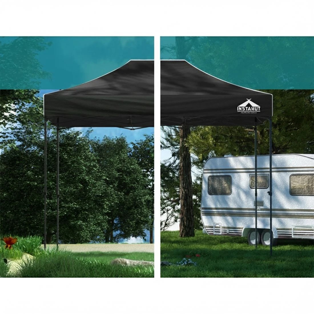 4 Instahut Gazebo Pop Up Marquee 3x4.5m Folding Tent Wedding Outdoor Camping Canopy Gazebos - Blue, 4 of 9