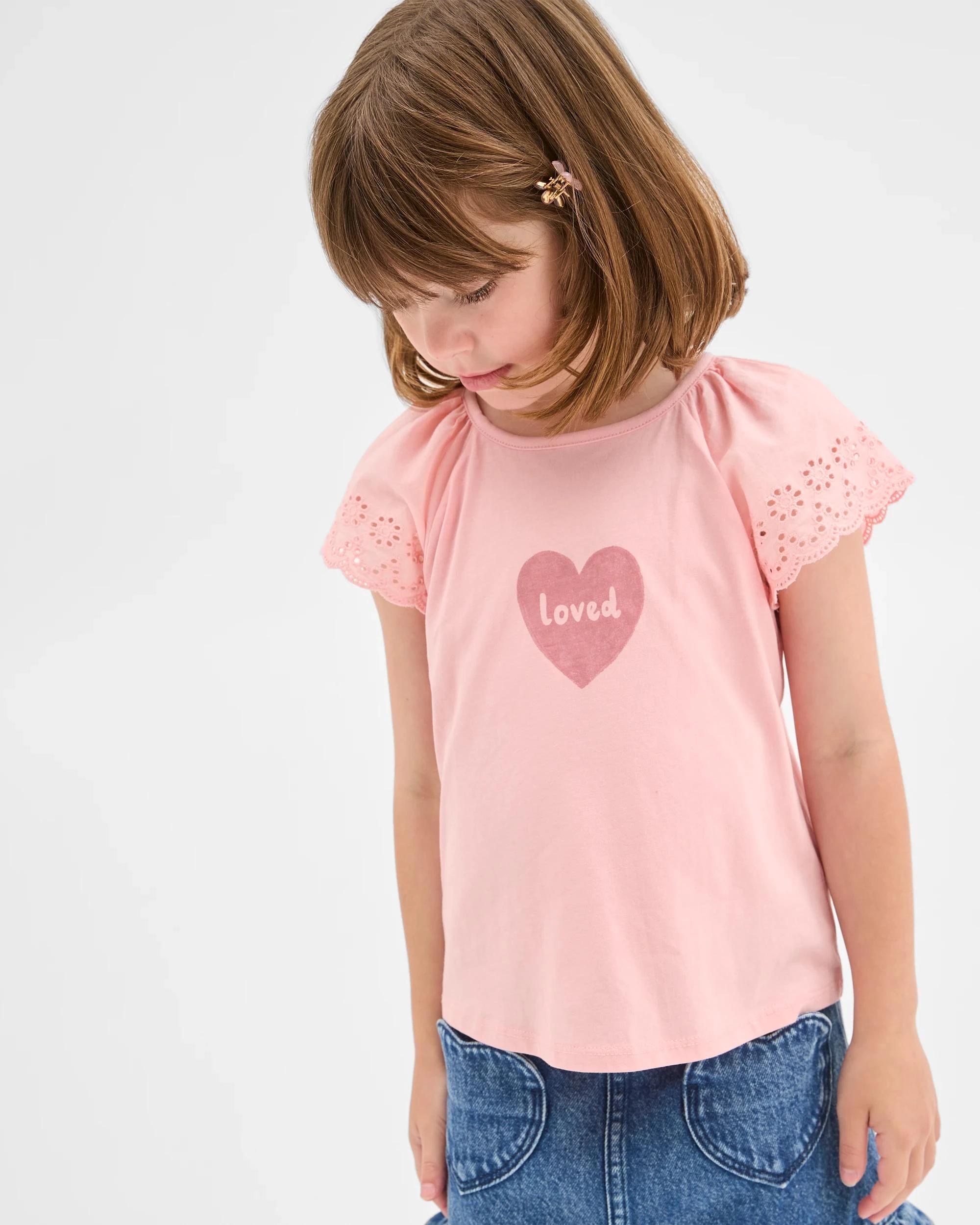 2 Target Australian Cotton Broderie T-Shirt PINK LOVE, 2 of 6
