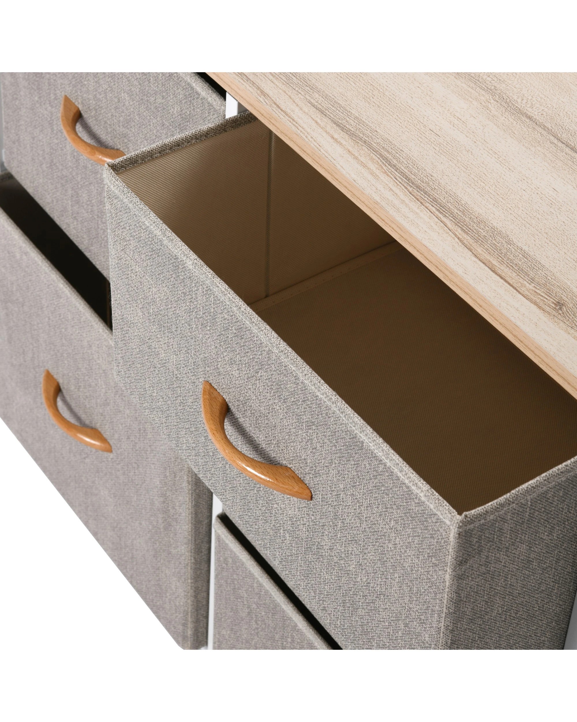 6 Sherwood Luna 5 Drawer Fabric Home Storage Dresser - Cream, 6 of 7