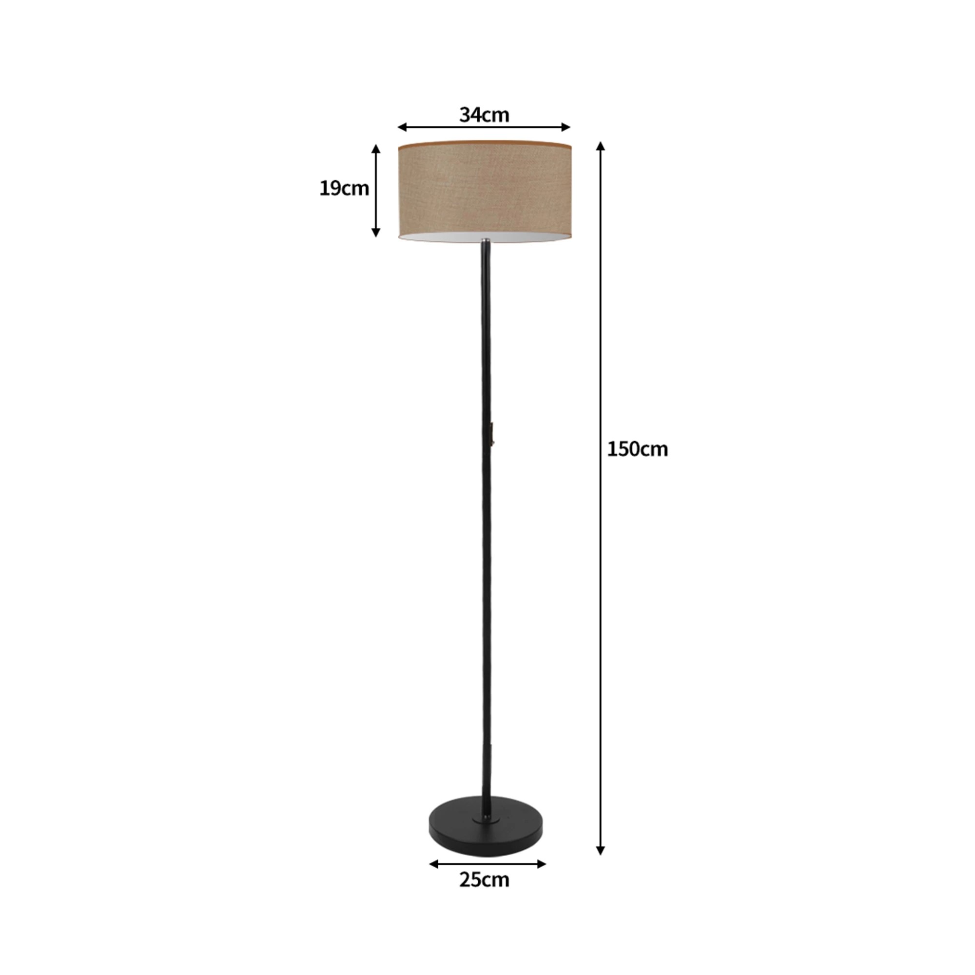 3 Emitto 1.5M Stand Light In Stand And Beige Lampshade - Black, 3 of 6