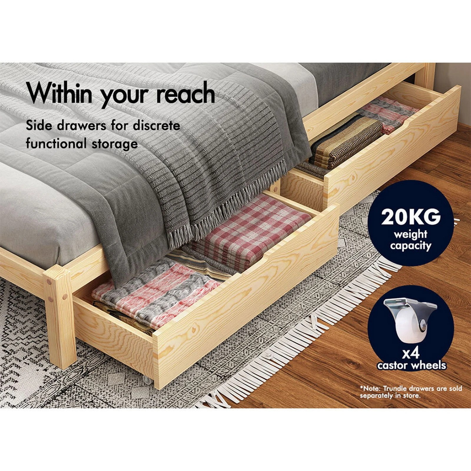 10 Alfordson Bed Frame Wooden Timber Queen Size Mattress Base Platform Fenella - Natural, 10 of 10