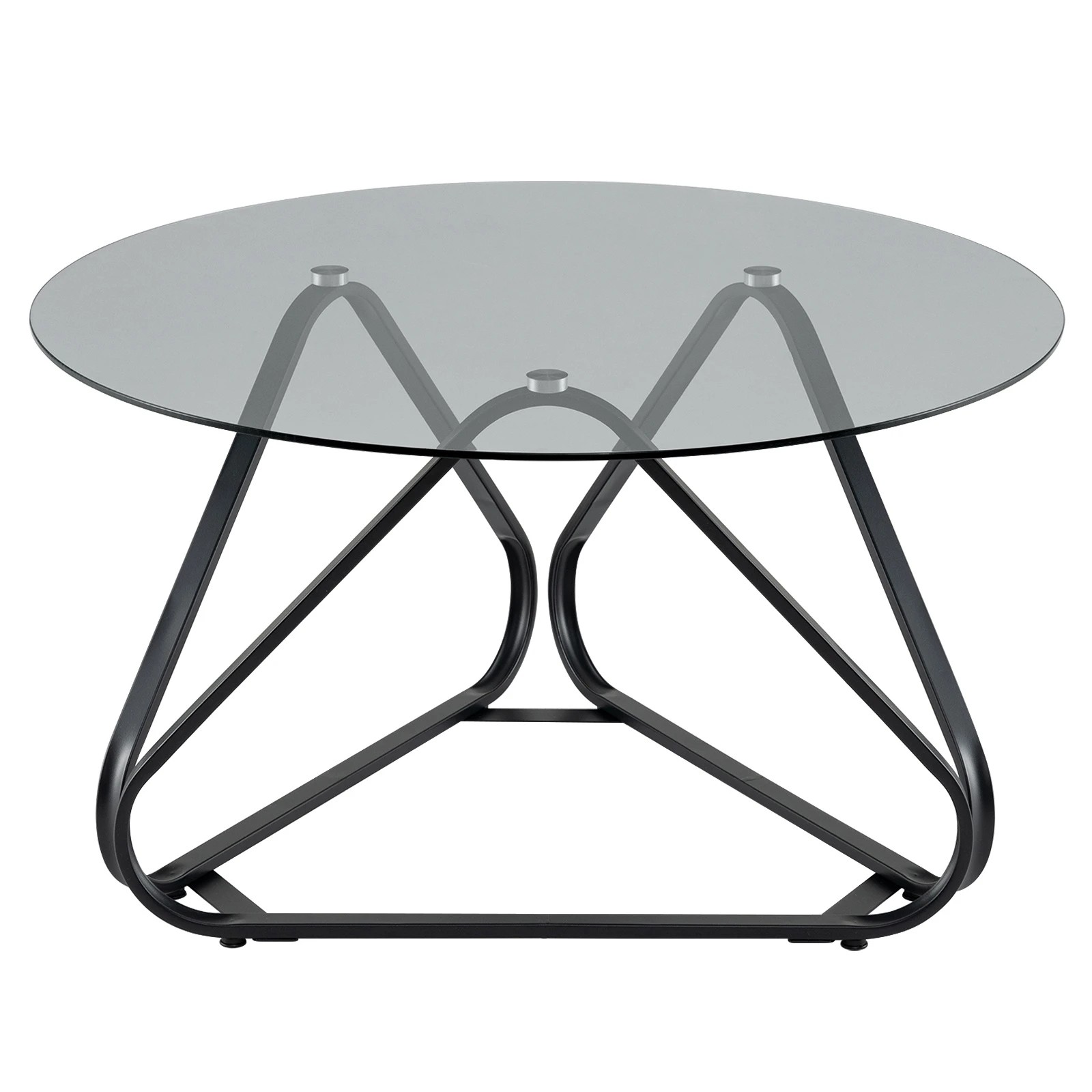 1 Costway Round Coffee Table Tempered Glass Tabletop Center Cocktail Table - Black, 1 of 7