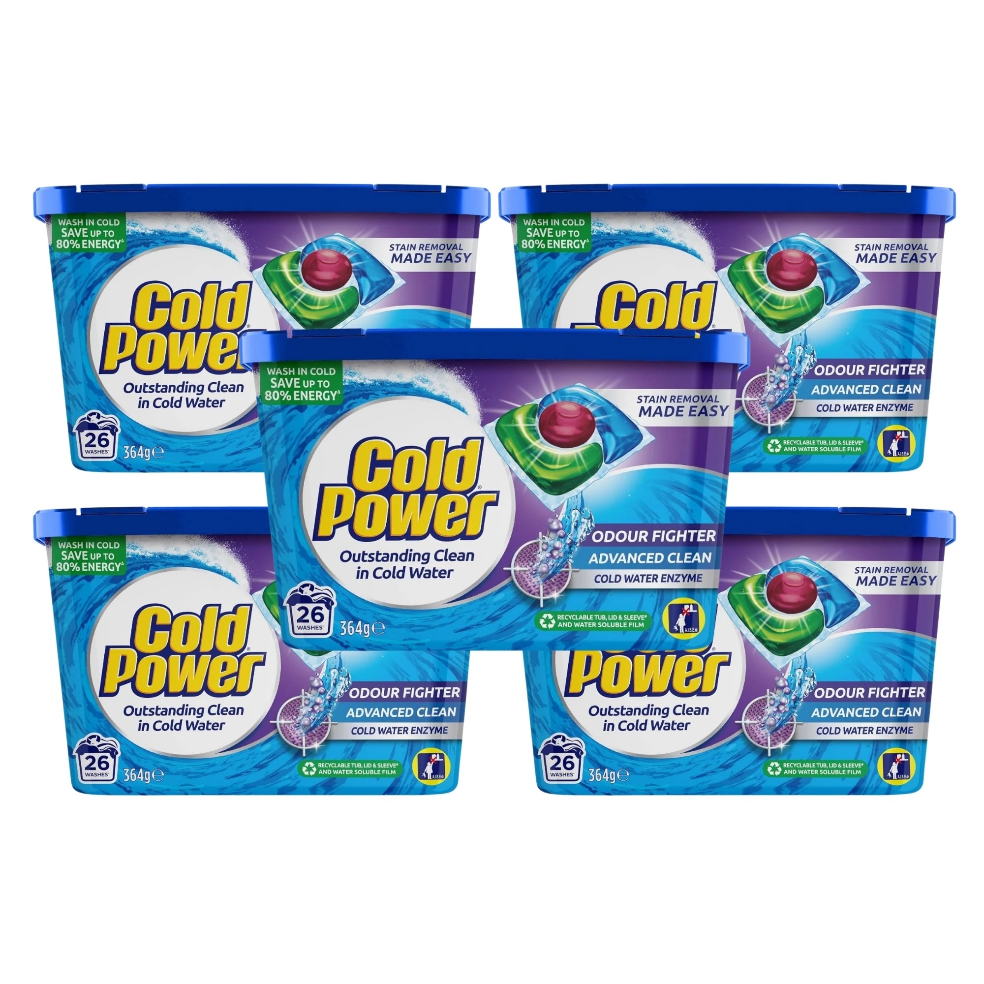 1 Cold Power Pk26 Laundry Capsules Advanced Clean Cold Waterx5, 1 of 3