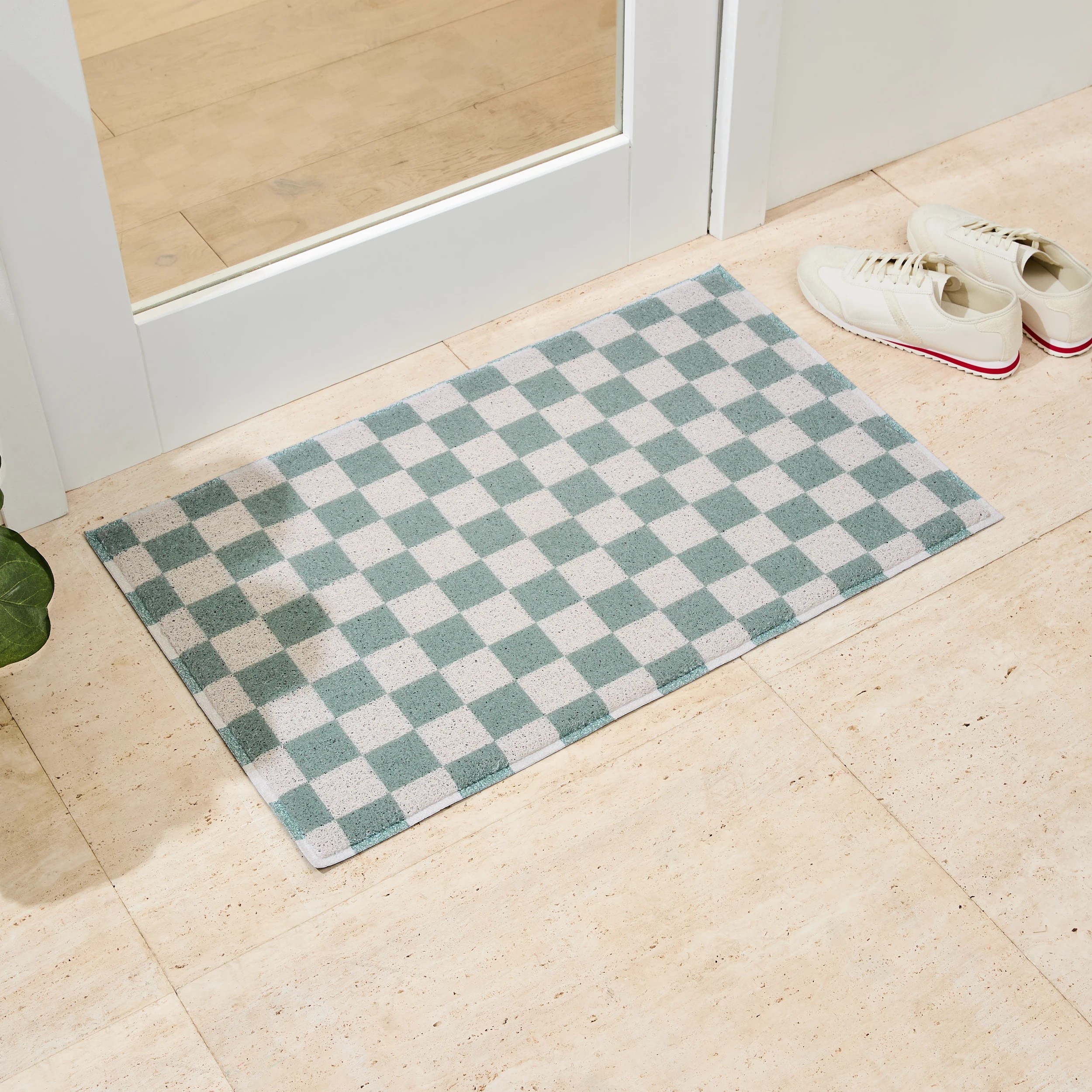 1 Dirt Grip Mat - Sage and White Check - 80cm x 50cm, 1 of 5