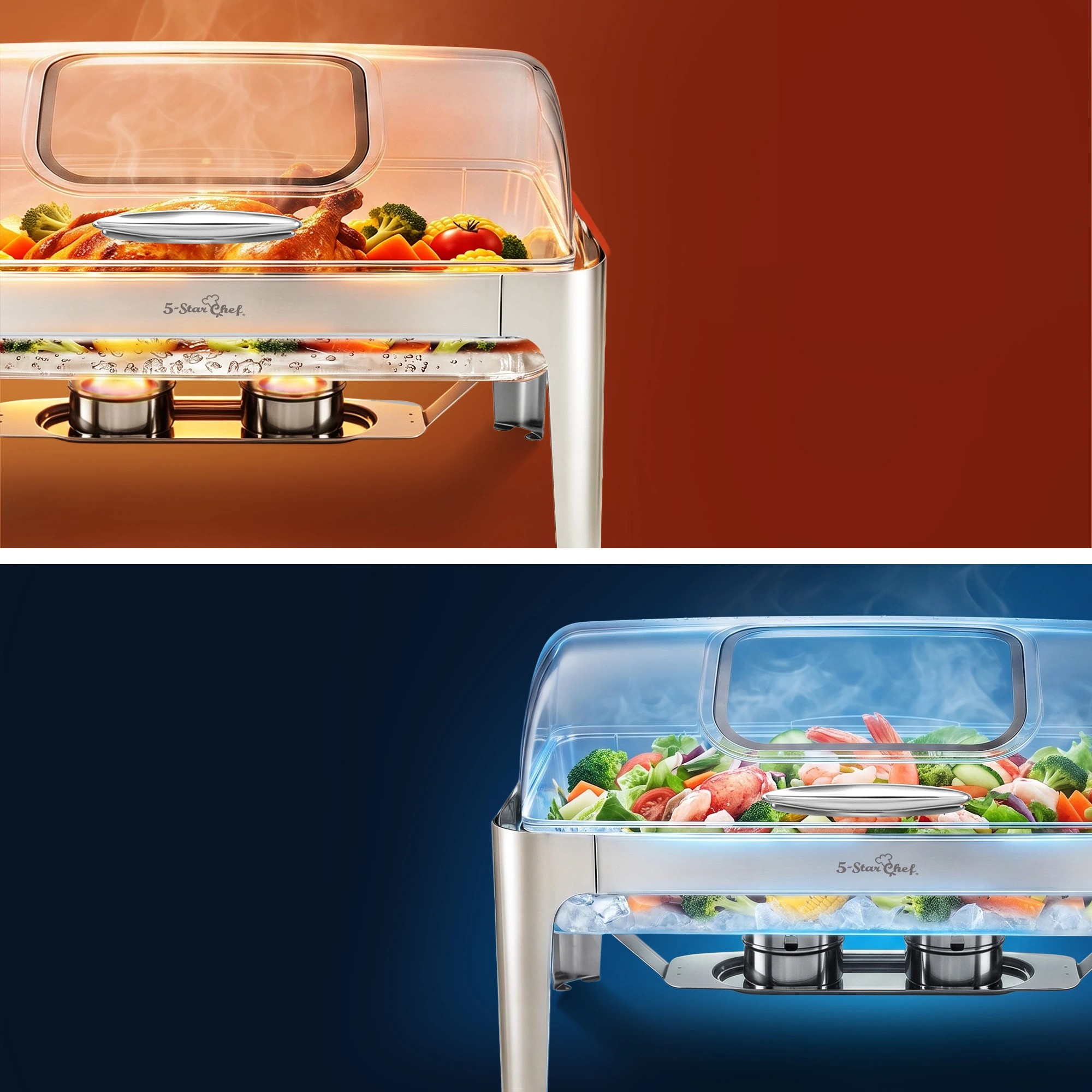 8 5-Star Chef 9L Chafing Dish Buffet Warmer Food Warmer Catering Server - Silver, 8 of 10