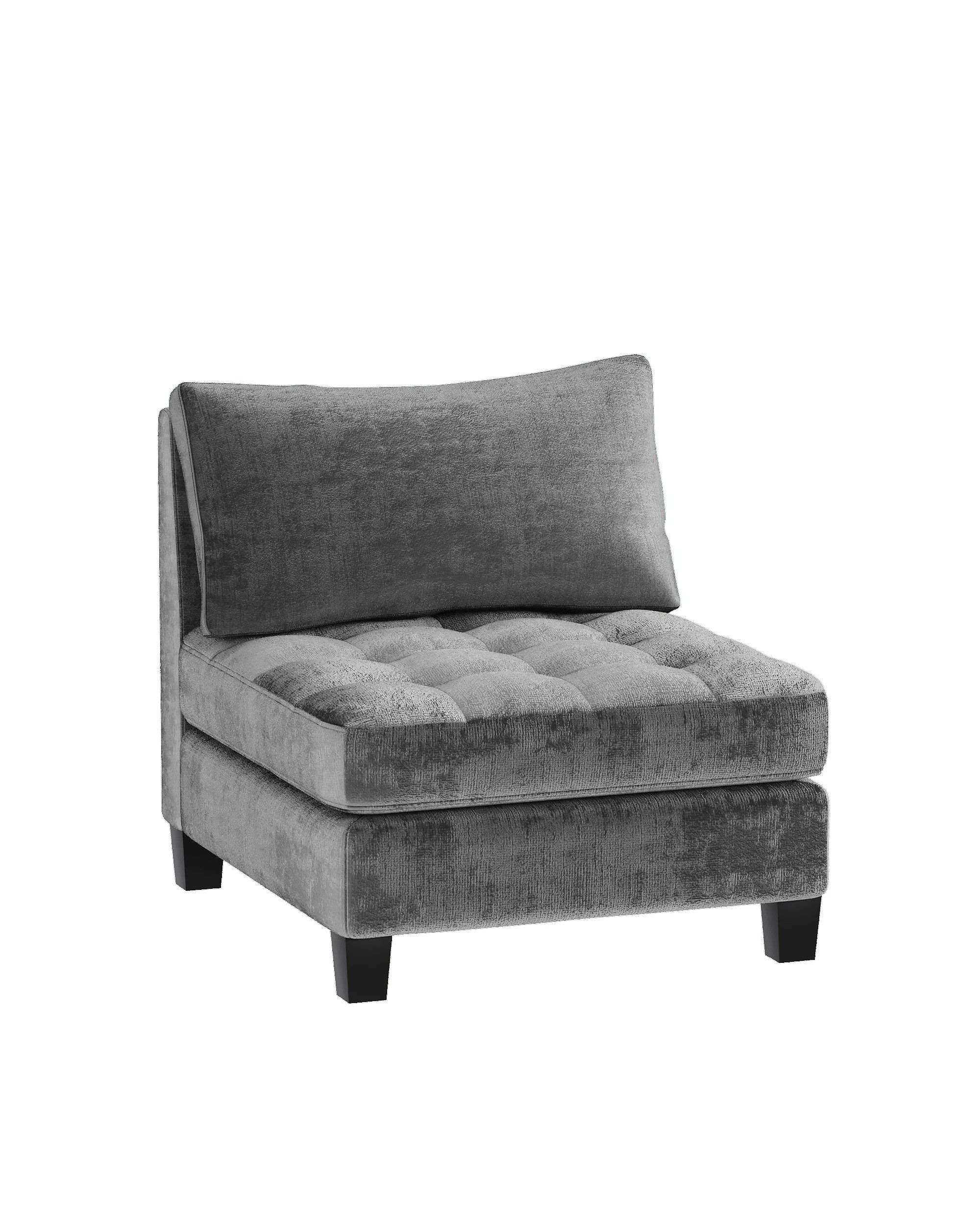 1 Advwin Modern Armless Sofa Chair Chenille Fabric - Grey, 1 of 7