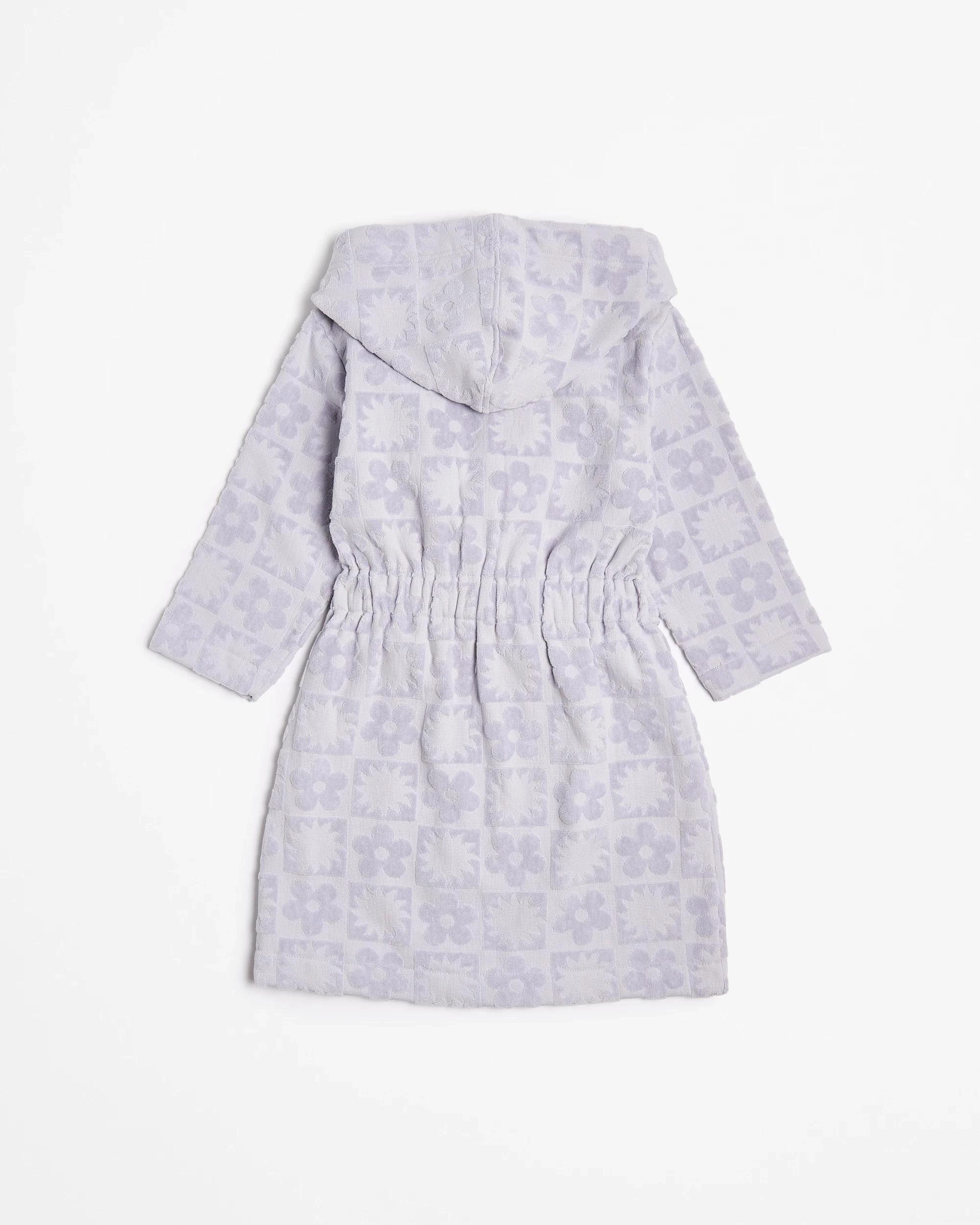 3 Target Kids Girls Towelling Hooded Dressing Gown PURPLE TILE, 3 of 4