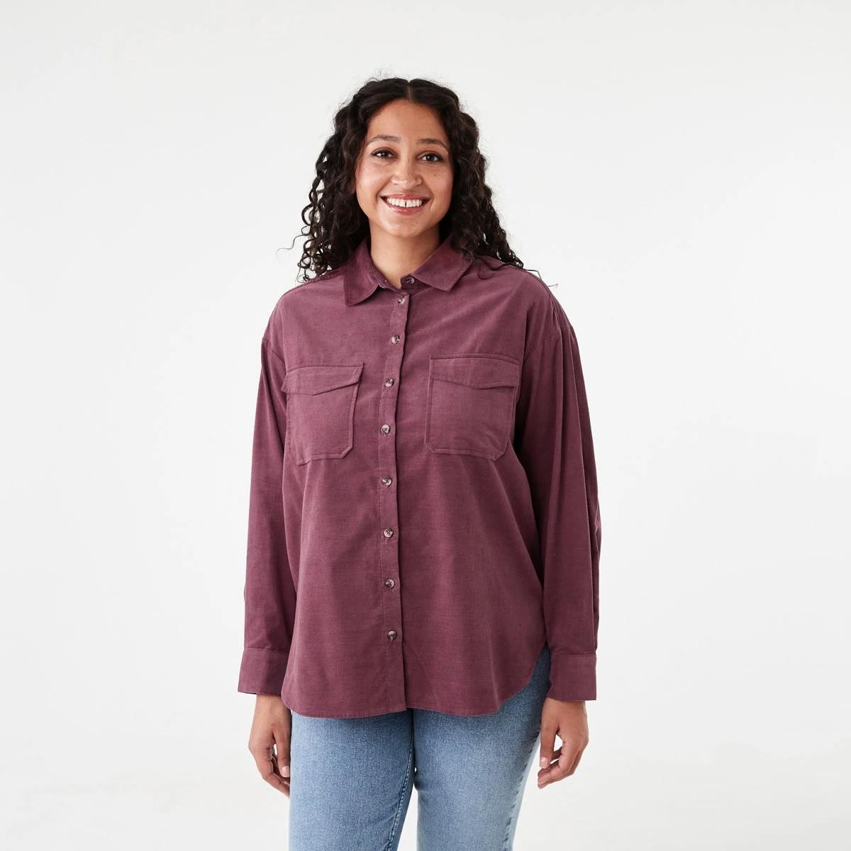 2 Long Sleeve Baby Corduroy Shirt Berry, 2 of 8