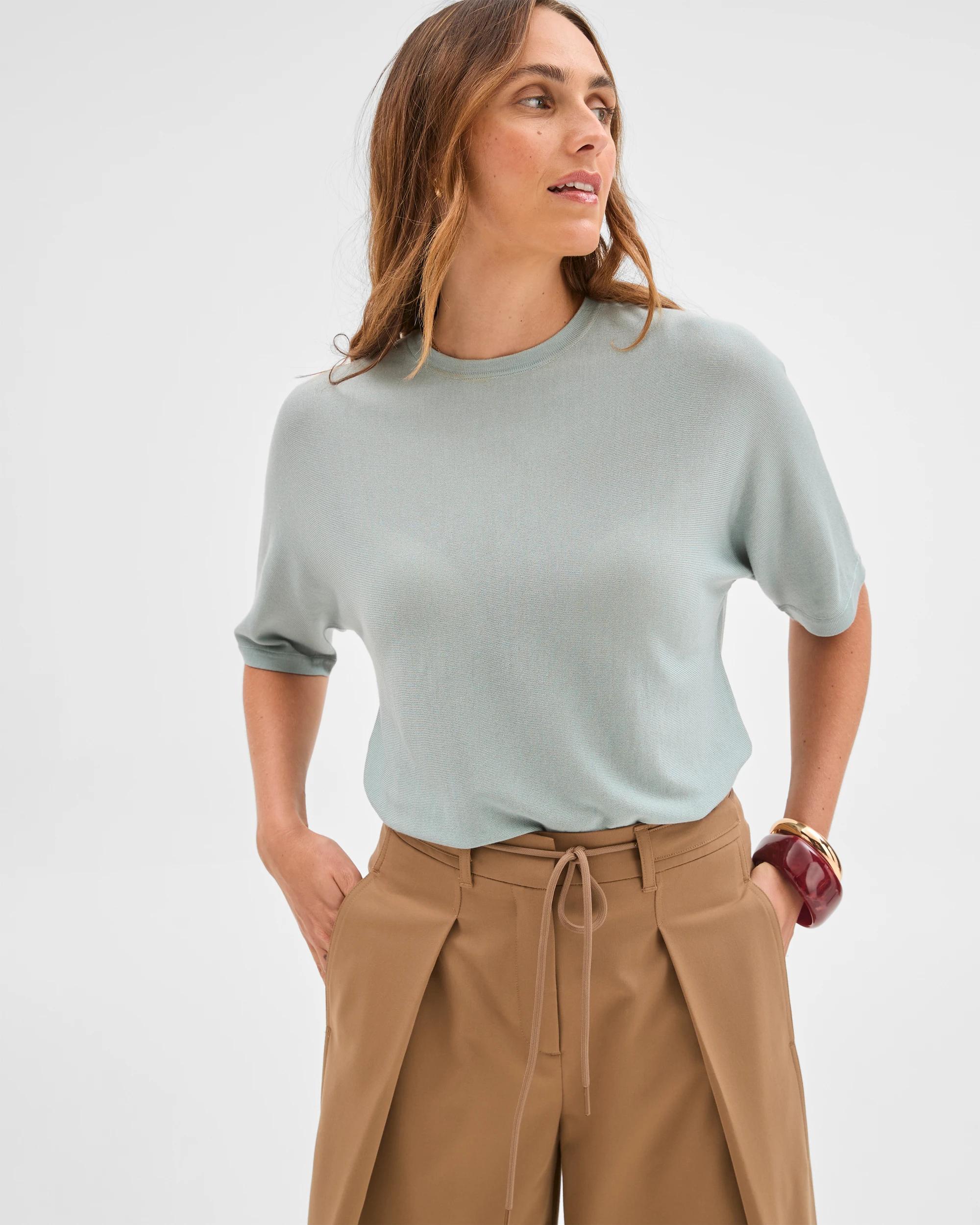 5 Preview Tencel/Merino Blend Lightweight Knit T-Shirt ABYSS, 5 of 7