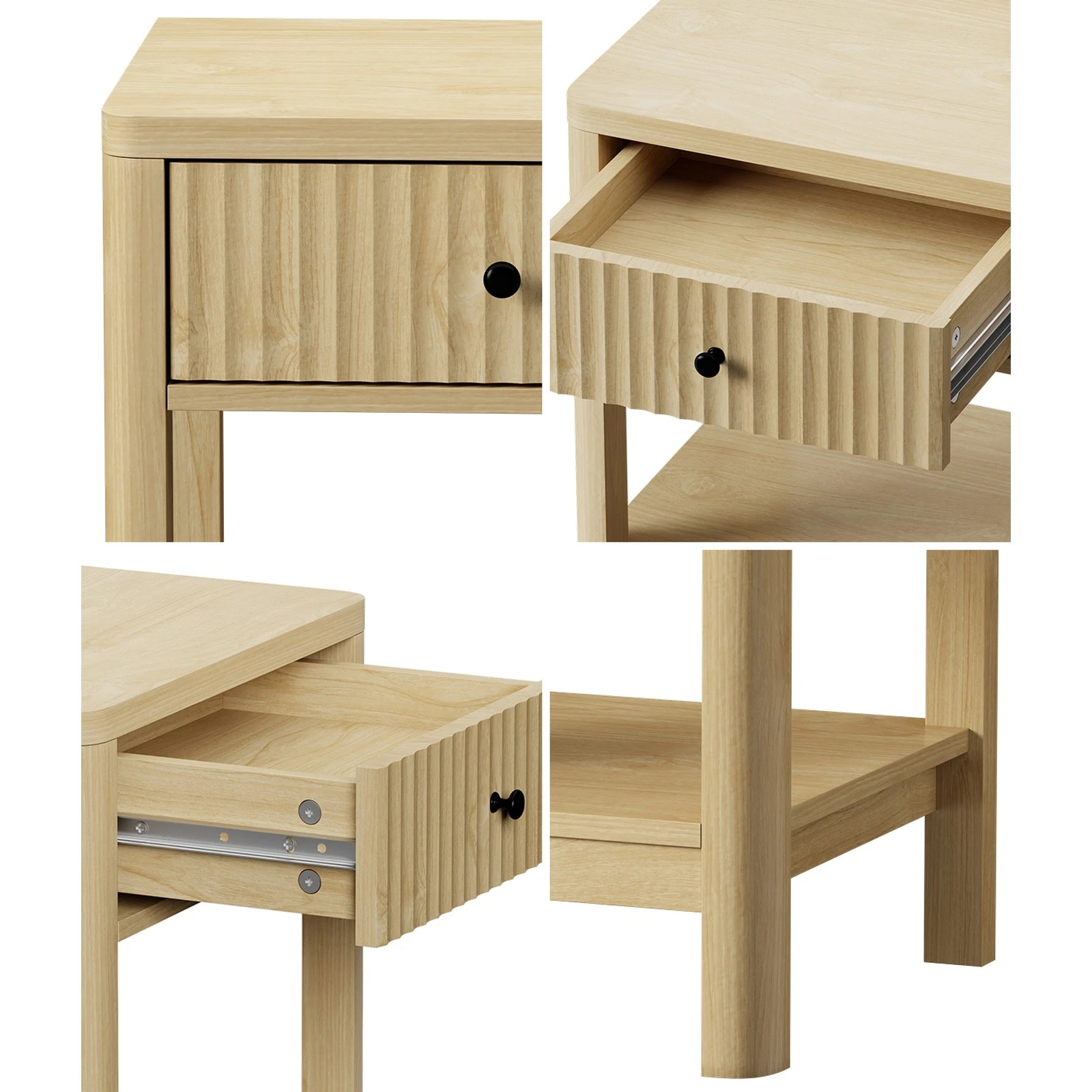 4 Oikiture Bedside Table Drawer Side End Table Shelfs Storage Nightstand
 - Natural, 4 of 10