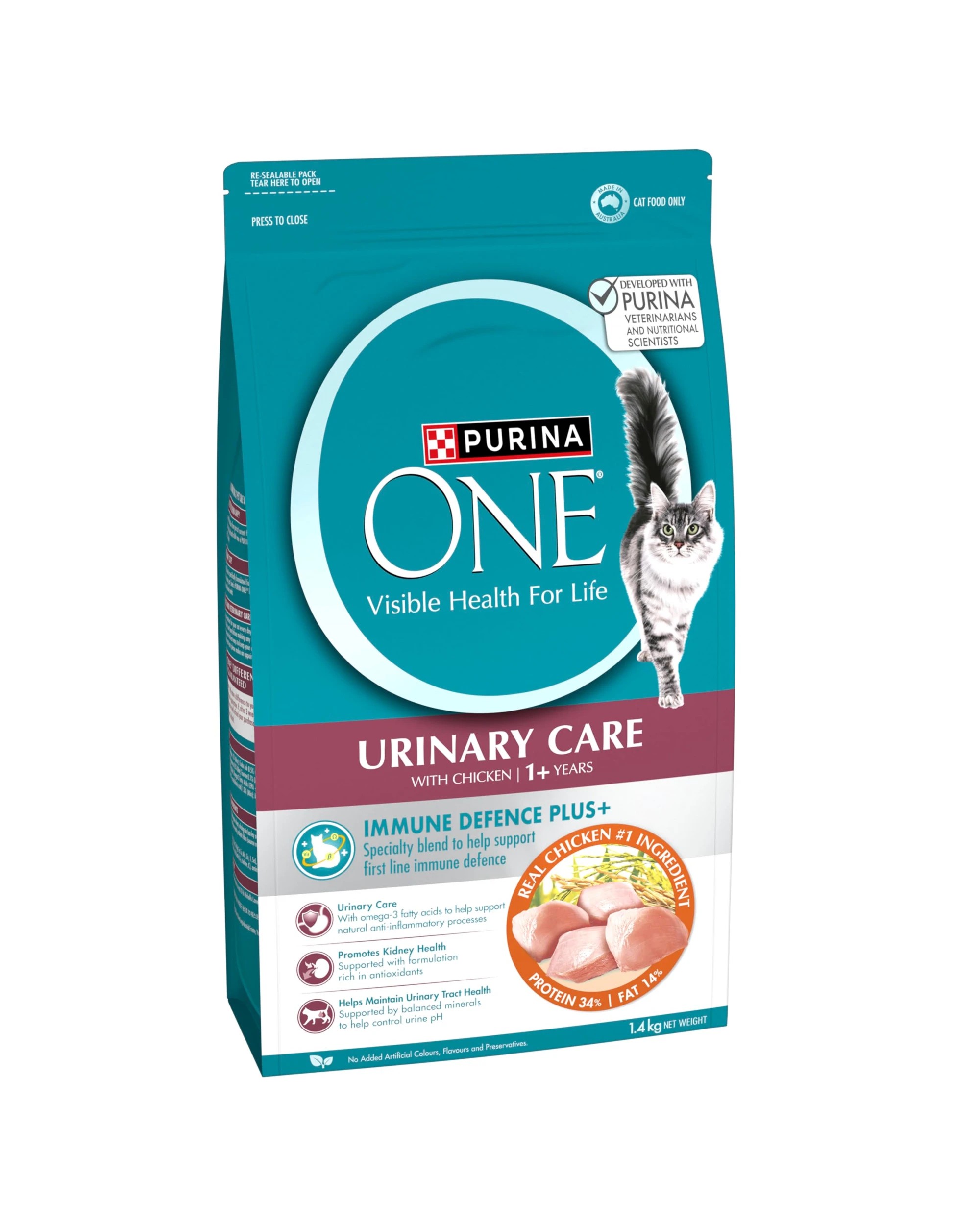 1 Purina One Adult Urinary Care Chicken Cat Dry Food 1.4kg, 1 of 1