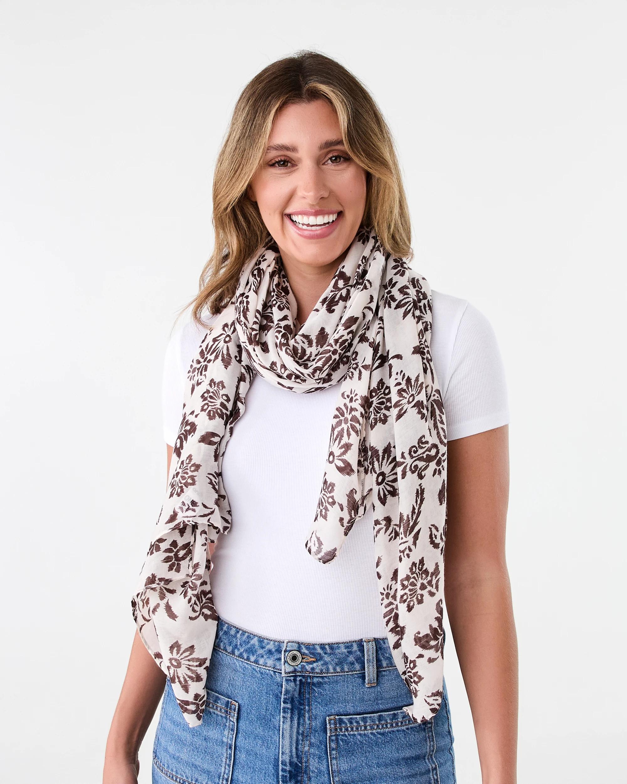 3 Large Lightweight Scarf Choc Ikat, 3 of 3