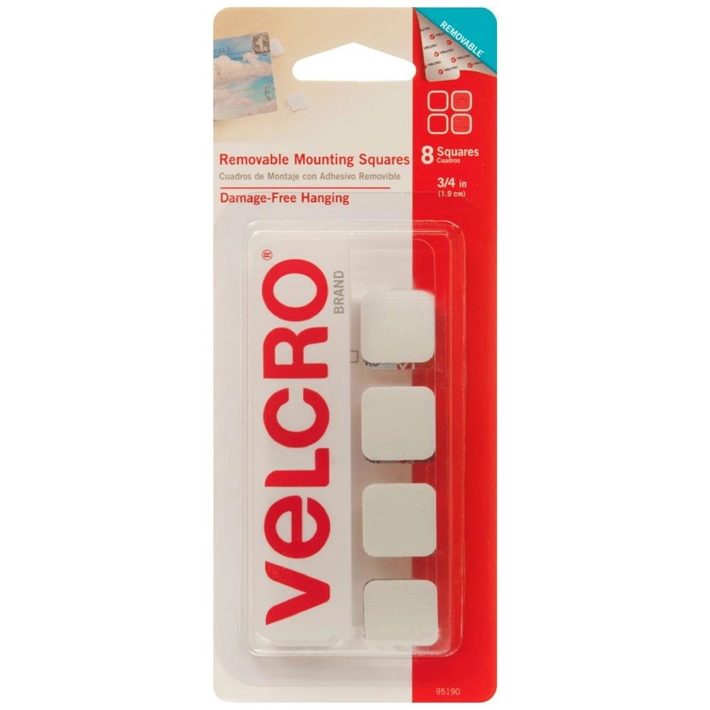 1 VELCRO Removable Squares 19mm White 8 Pack, 1 of 1