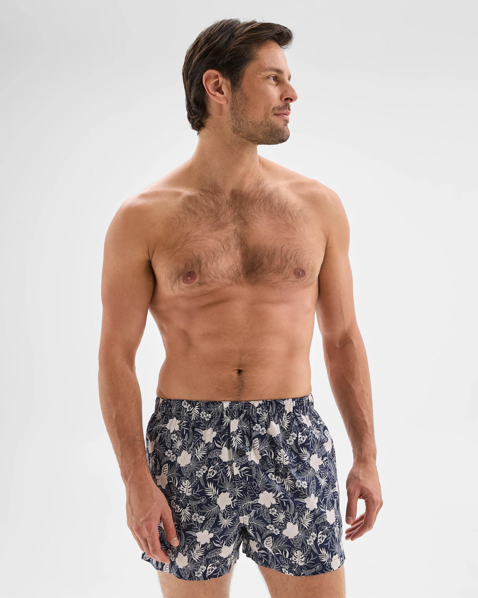 2 Mens Australian Cotton Woven Boxers 3 Pack - Maxx - Hibiscus HIBISCUS PRINT/NAVY STRIPE/PUMICE STONE CHECK, 2 of 4