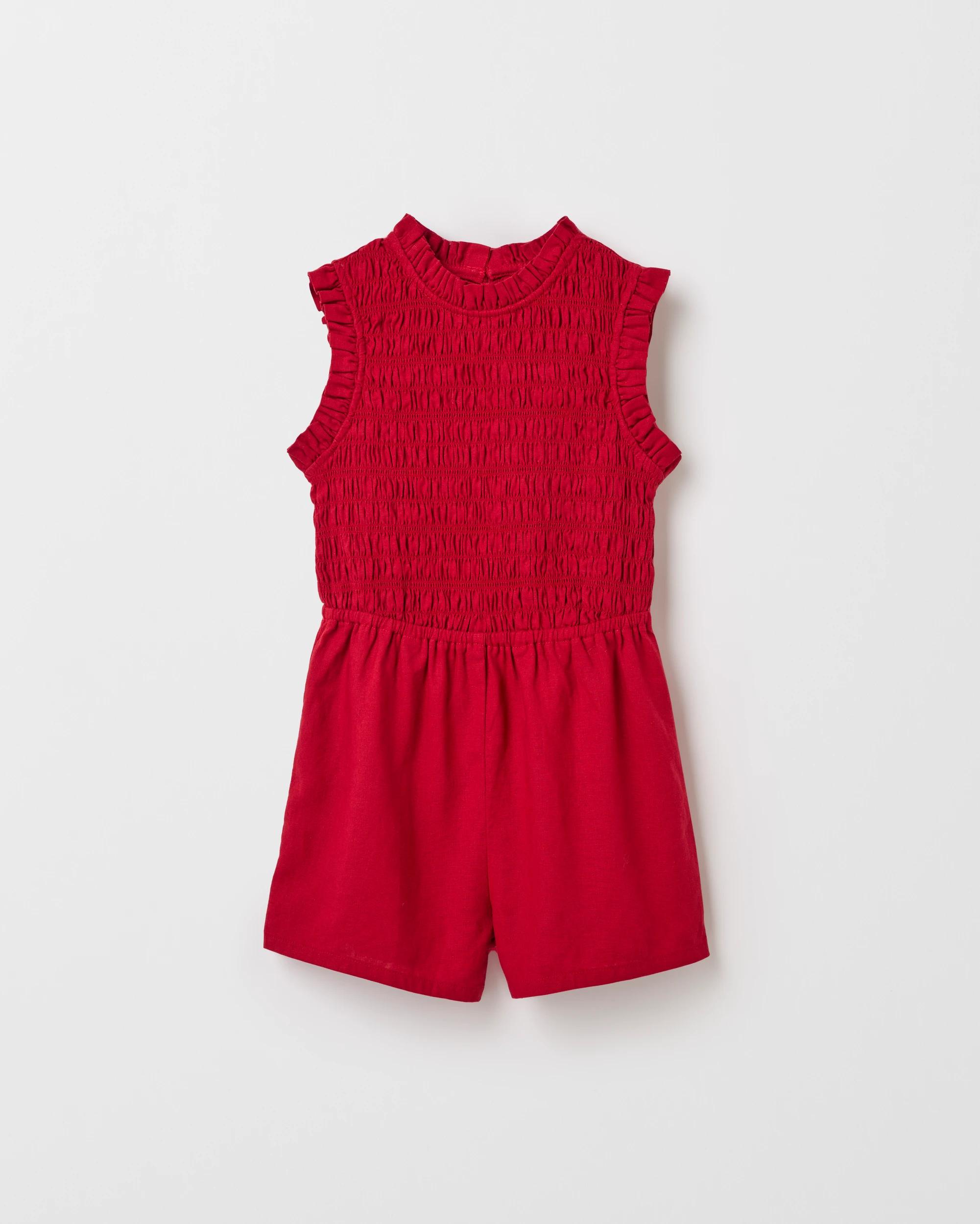 6 Target Kids Linen Blend Sleeveless Playsuit RED, 6 of 7