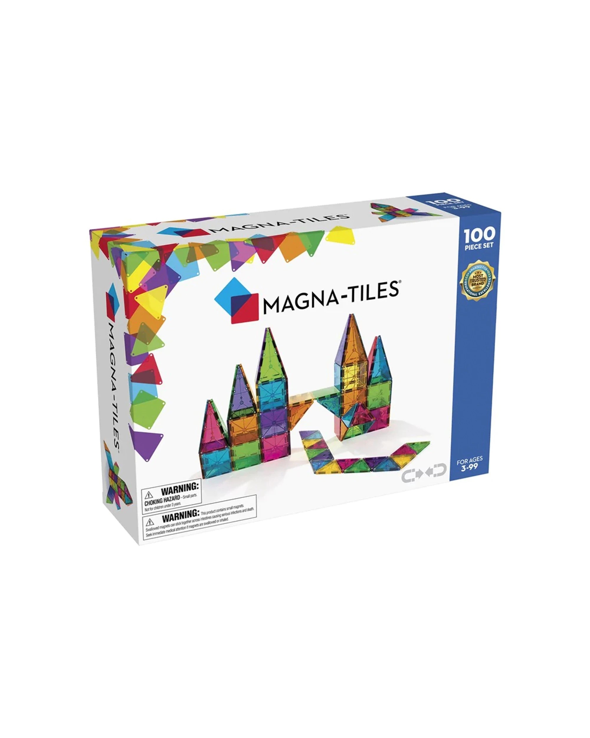 1 Magna-tiles Classic 100 Piece Magnetic Construction Toy Set 3 Years Plus. - Multi, 1 of 3