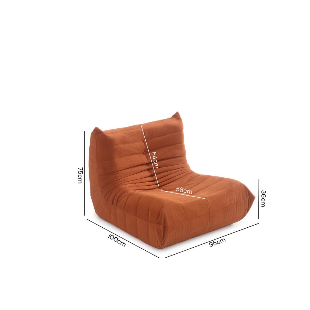 6 Zzz Atelier Caterpillar Floor Lounger Chair Foam Sofa - Beige, 6 of 6