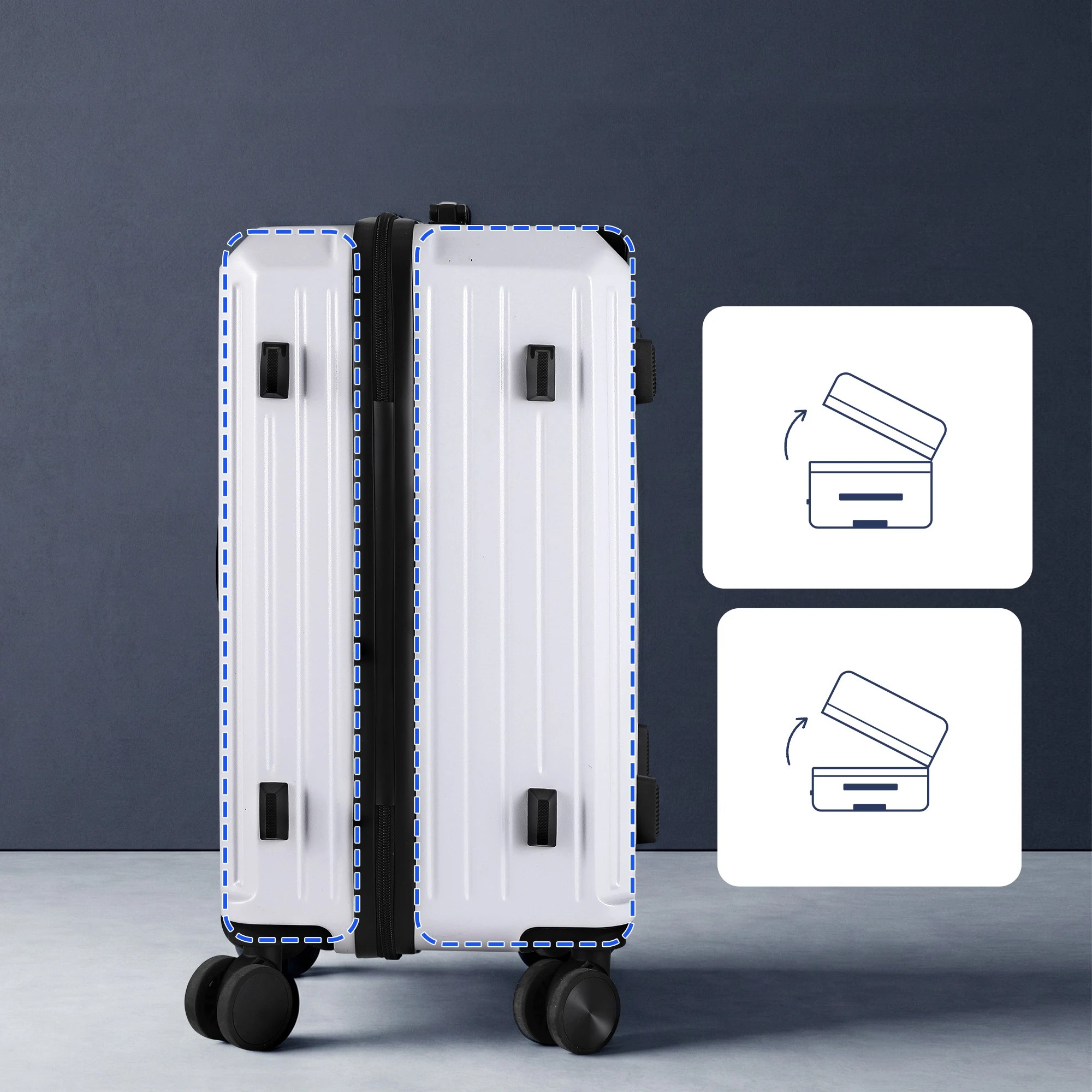 3 Wanderlite 2pcs Trunk Luggage Suitcase Travel Carry On TSA Lock 12" 20" - White, 3 of 8