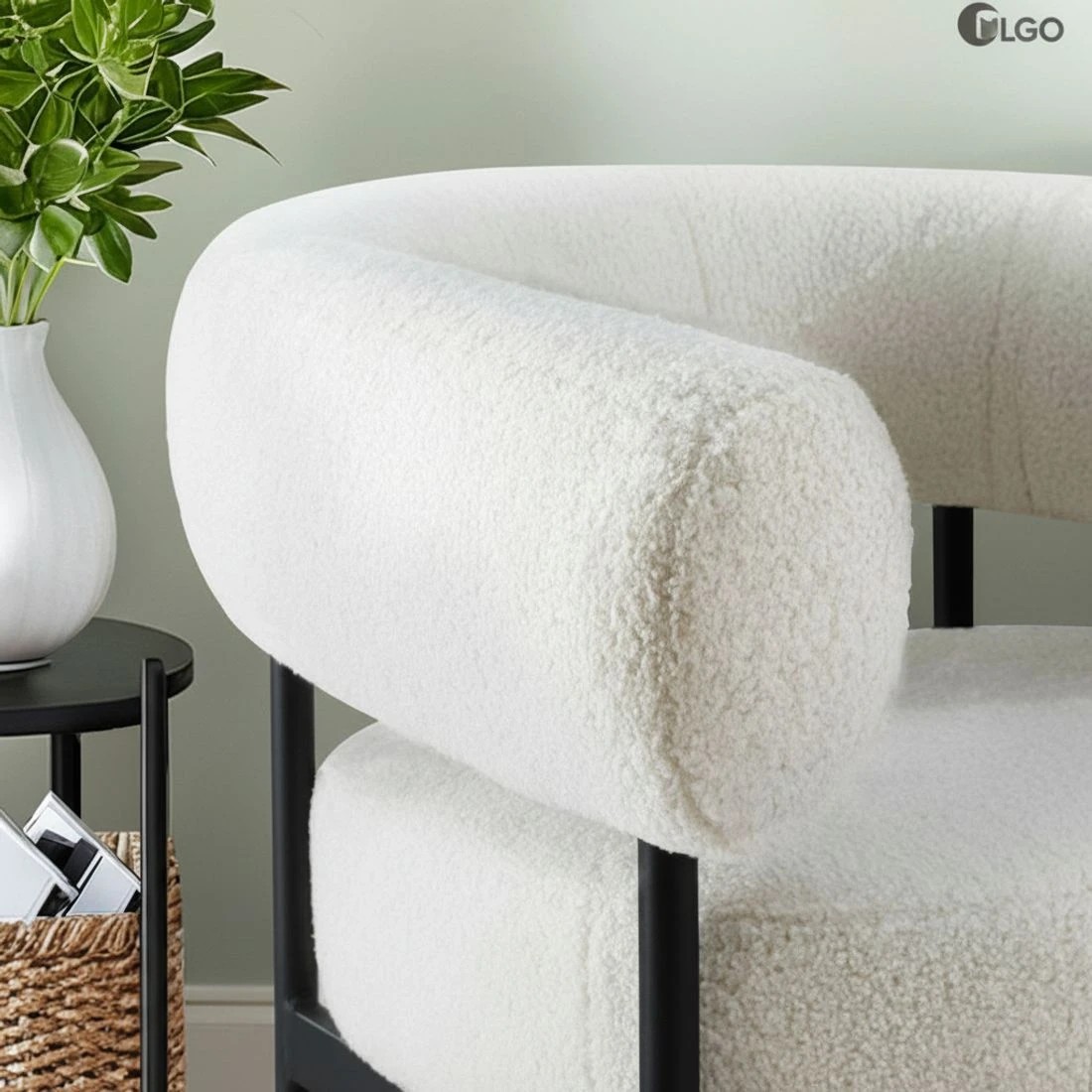 4 Artiss Armchair Accent Chair Curved Boucle - White, 4 of 4