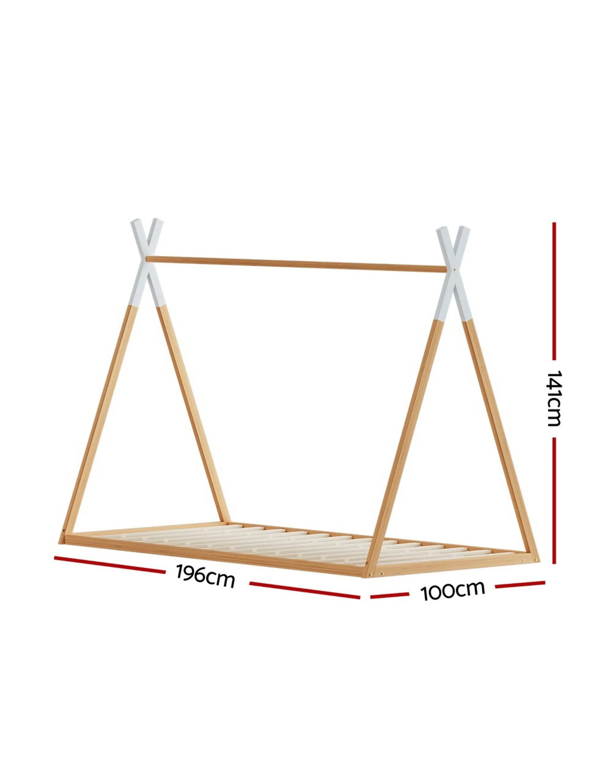 2 Artiss Bed Frame Wooden Kids House Single Frame
 - Brown, 2 of 3