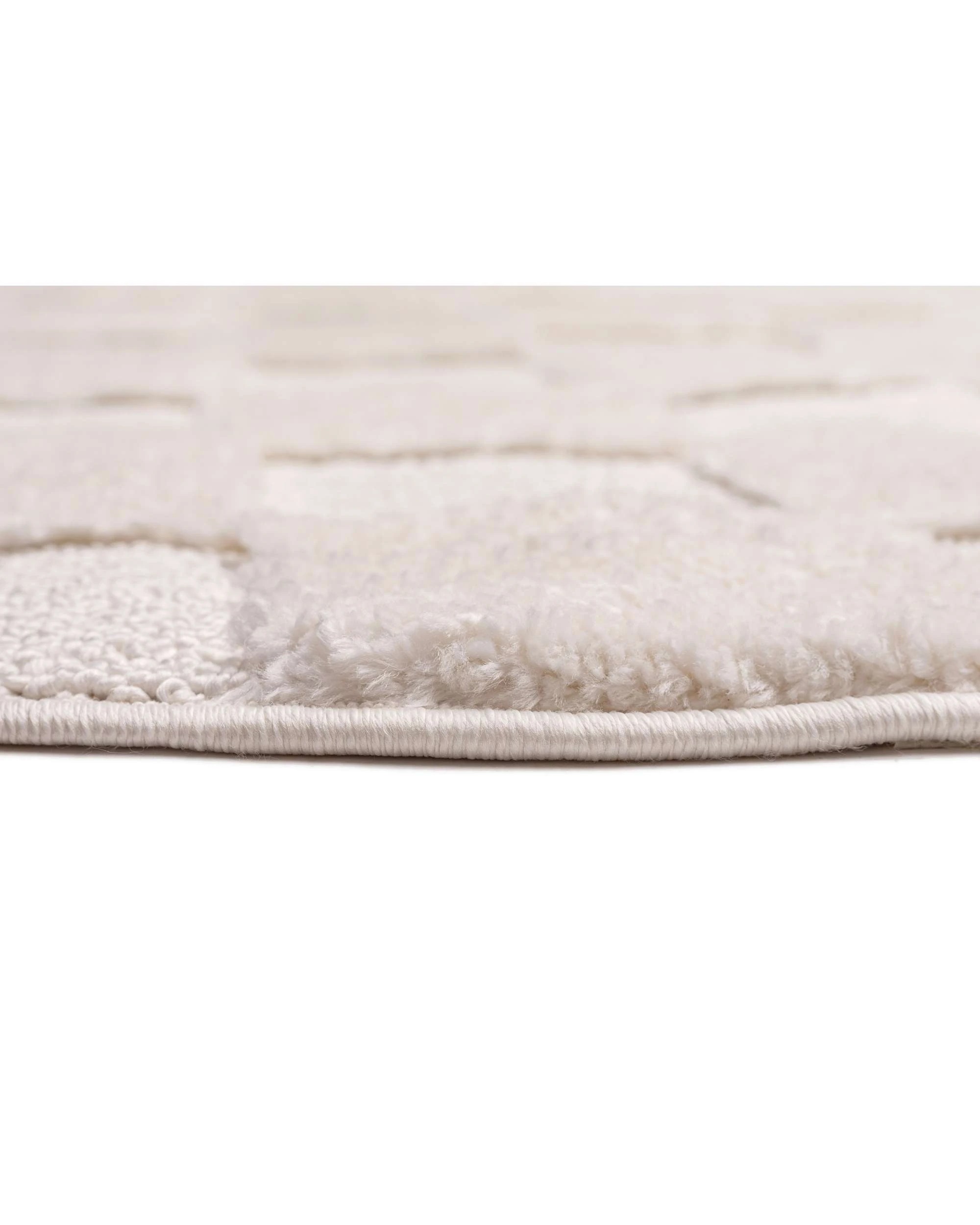5 Loopsie Ambra Checkered Round Rug-120cm x 120cm - White, 5 of 5