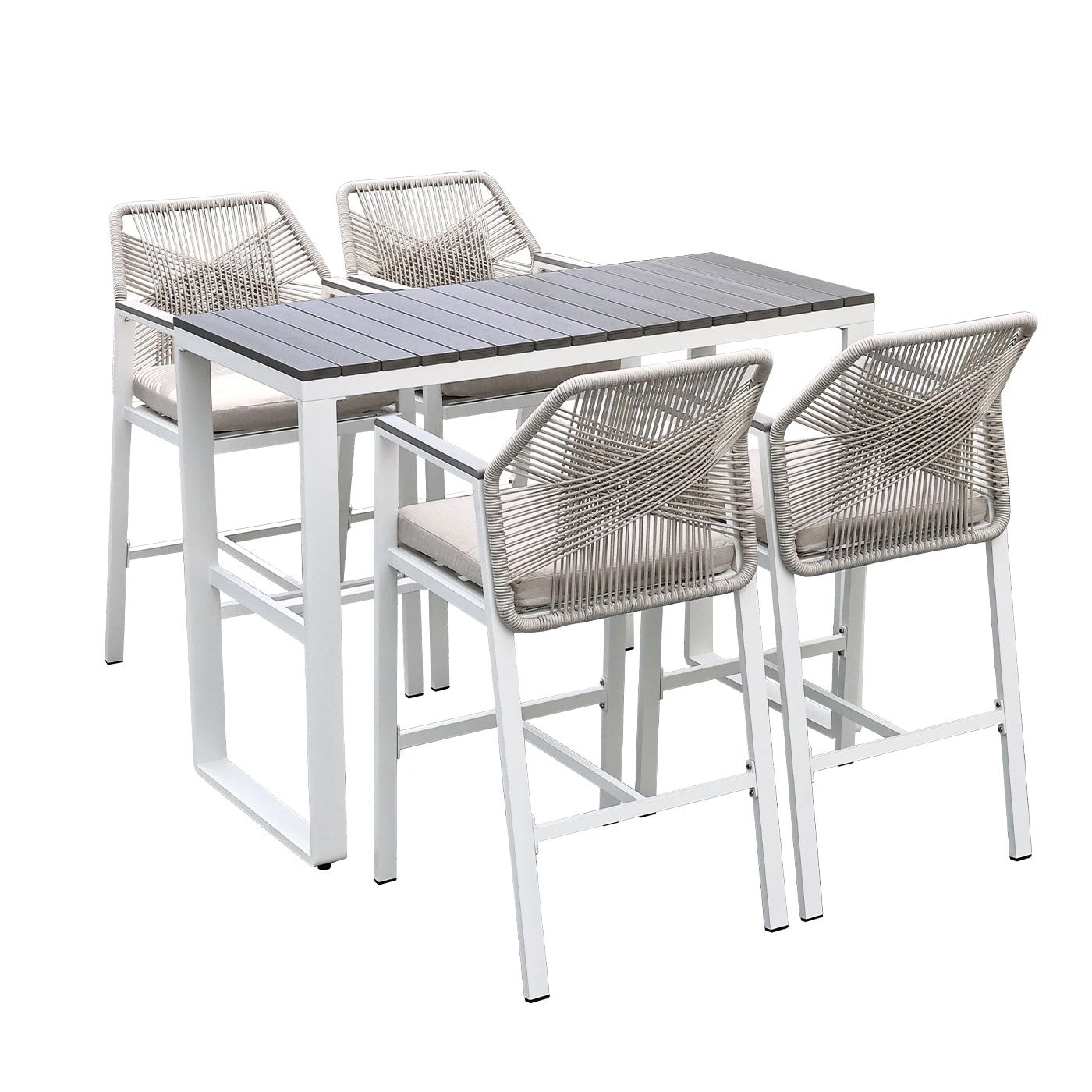 1 Moda Living Brighton White Aluminium 5-Piece Outdoor Bar Table & Stool Set - White, 1 of 10