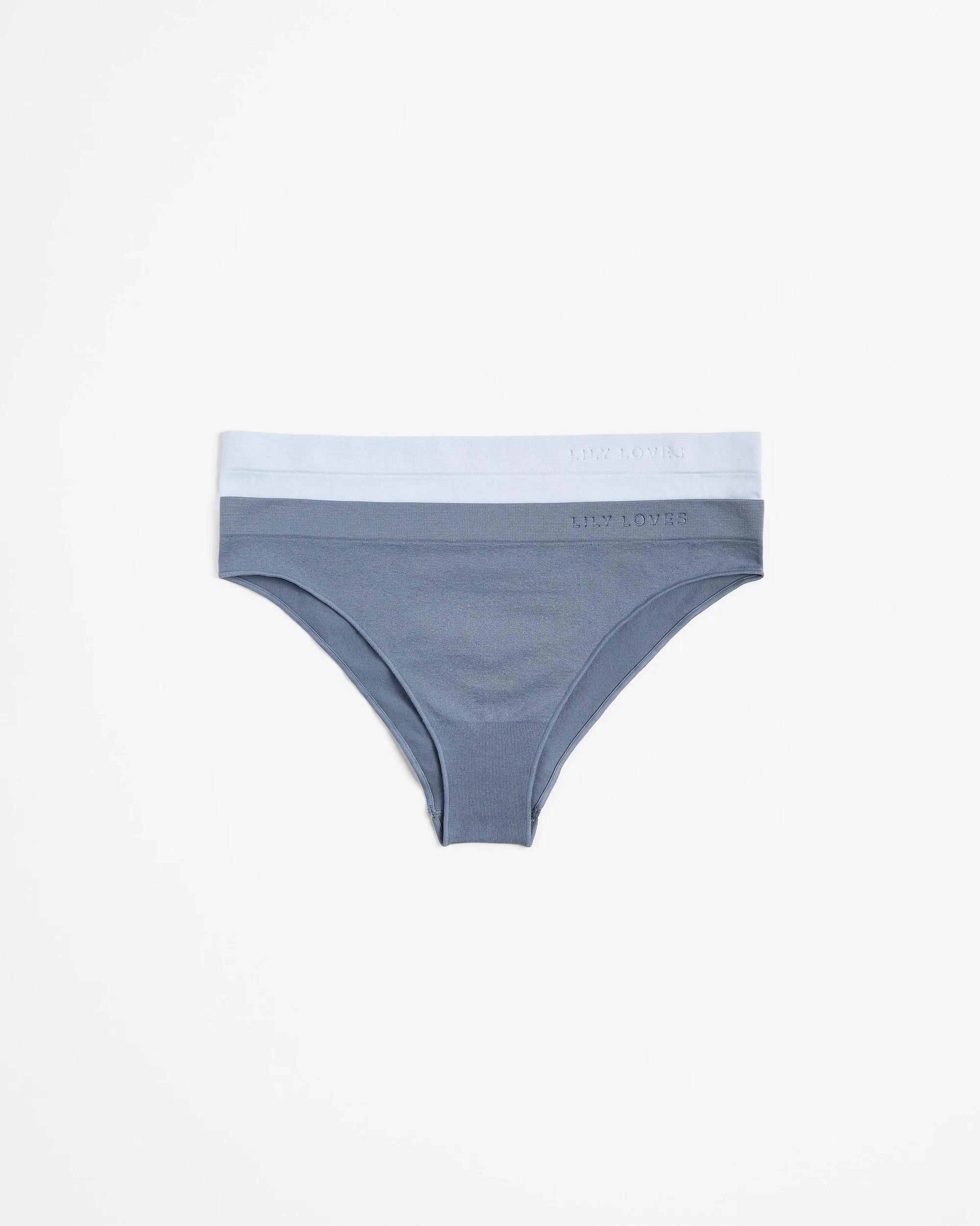 1 Lily Loves 2 Pack Seamfree Embossed Brazilian Briefs FOLKSTONE GREY/HEATHER BLUE, 1 of 5