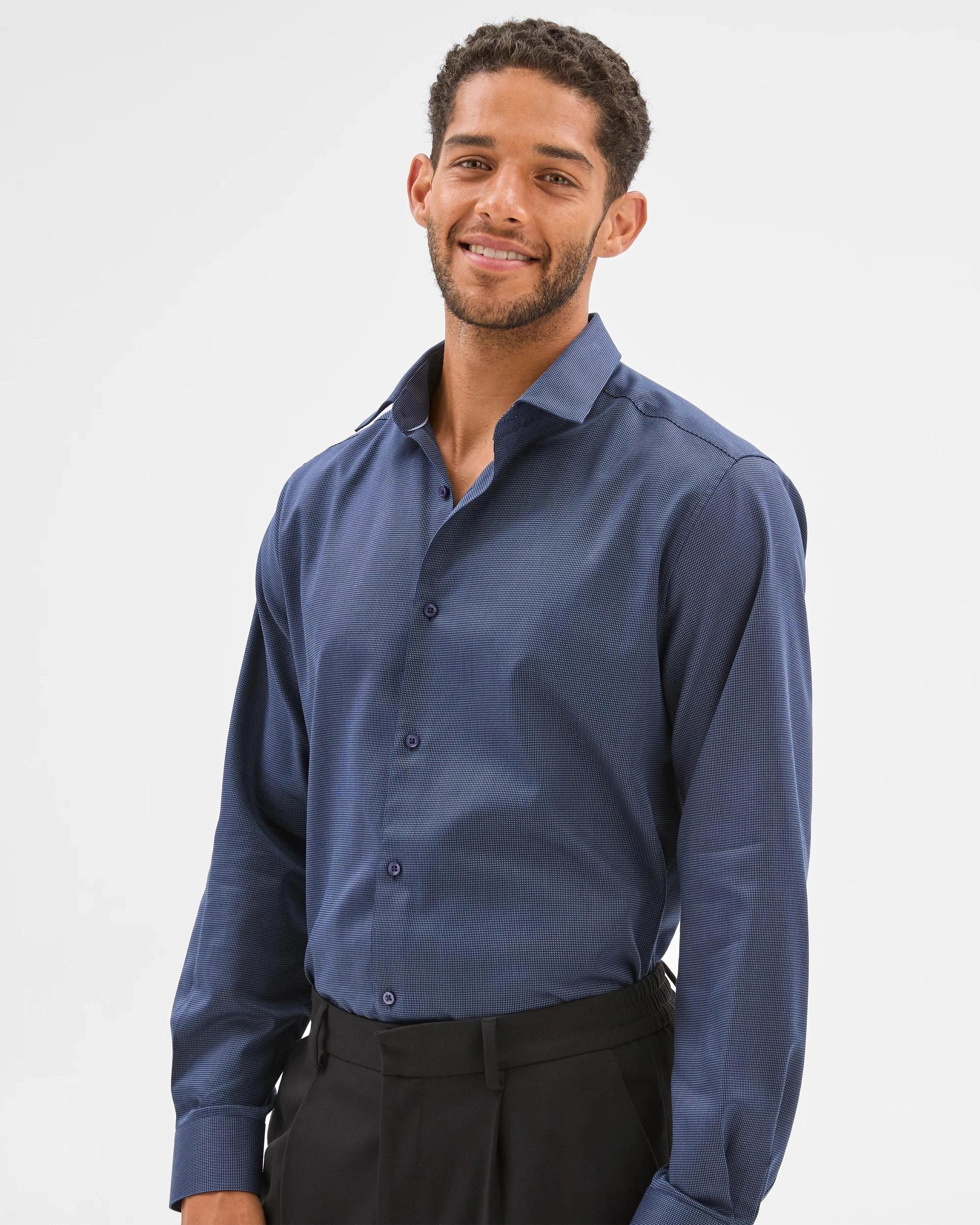 4 Preview Australian Cotton Textured Shirt NAVY, 4 of 6