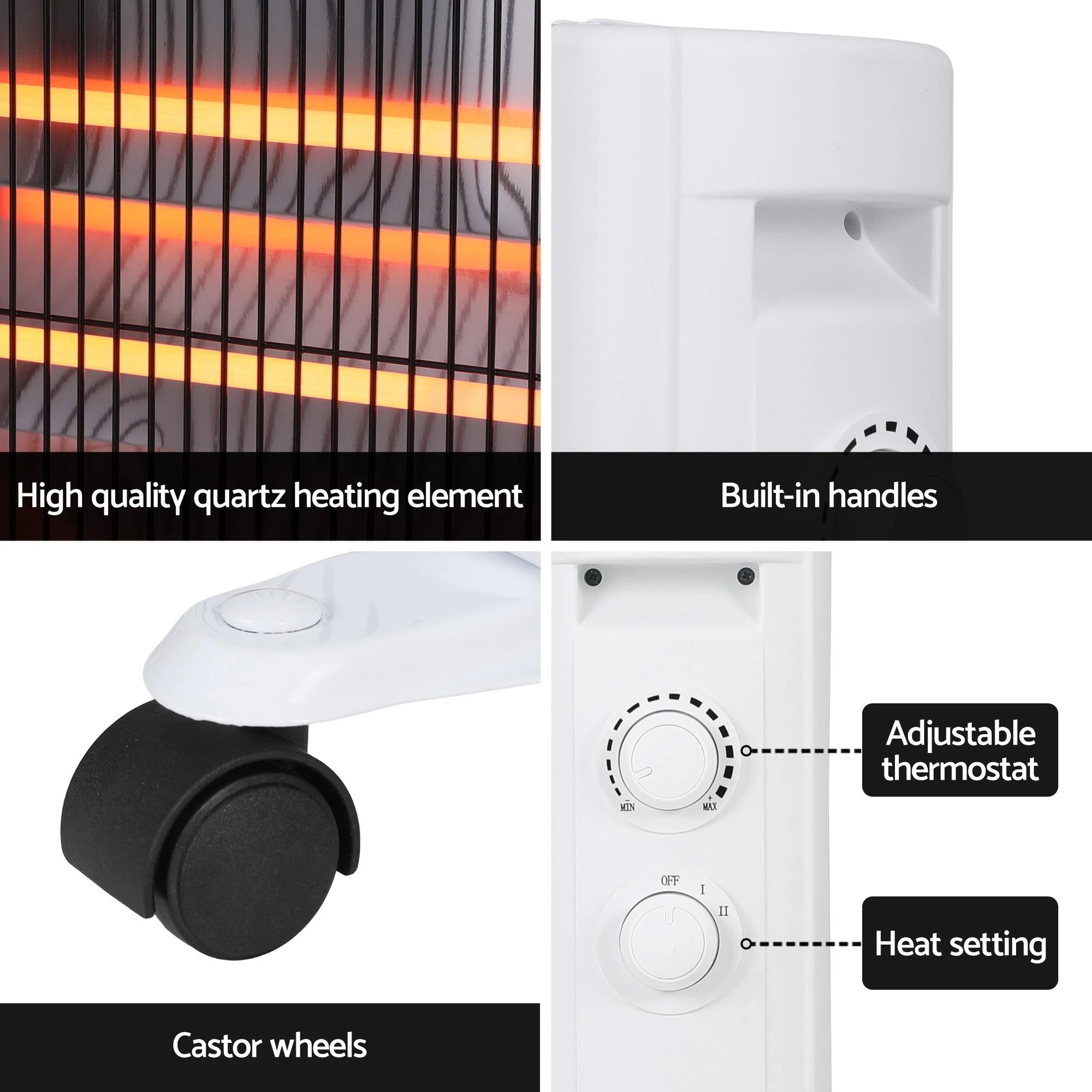 3 Devanti 2200W Infra Radiant Heater Portable Electric Space Heating - White, 3 of 6
